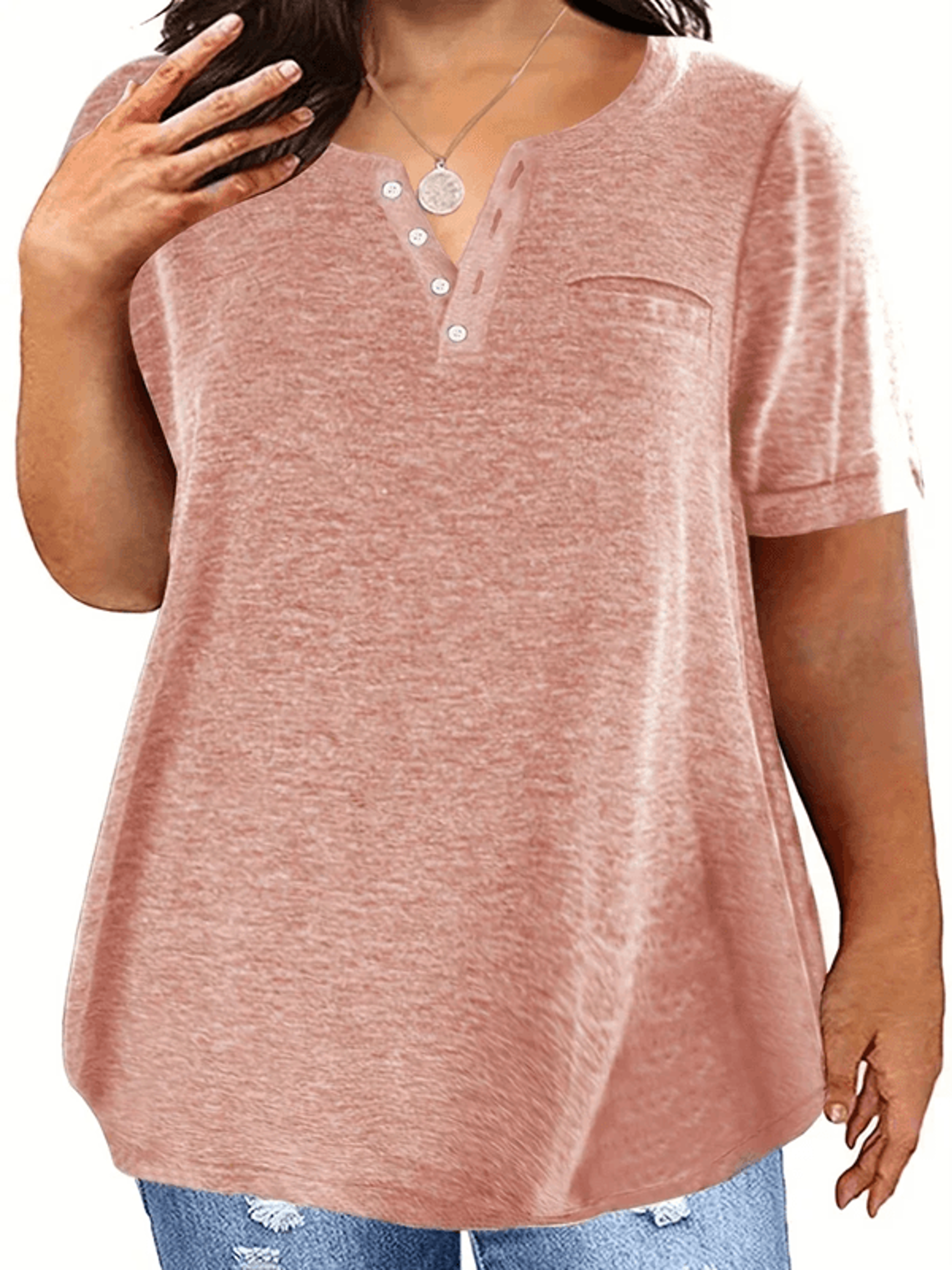 plus size v-neck pocket t-shirt β casual loose fit top for women 1xl to 8xl