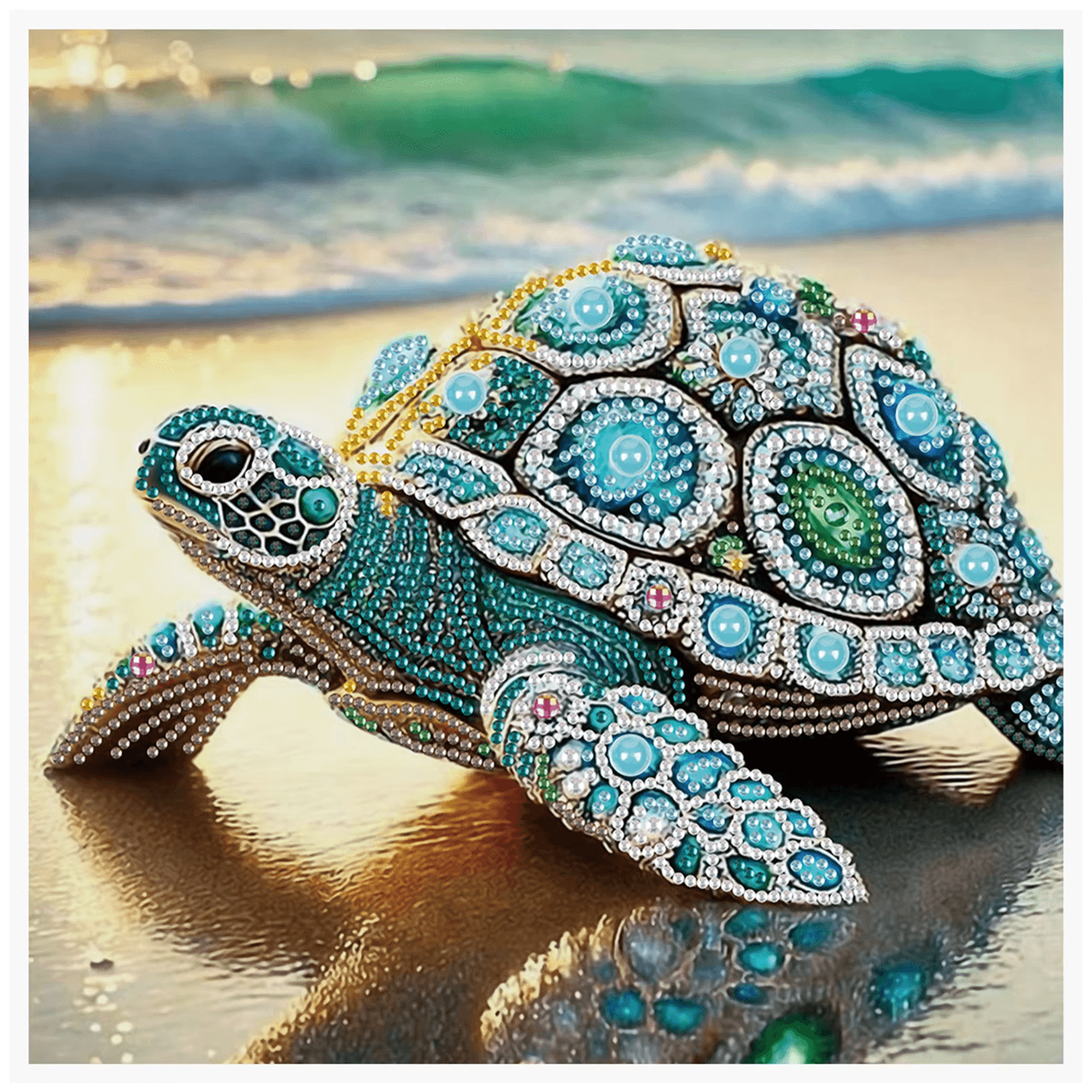 gemstone turtle diamond art kit – special shape painting for adults and beginners