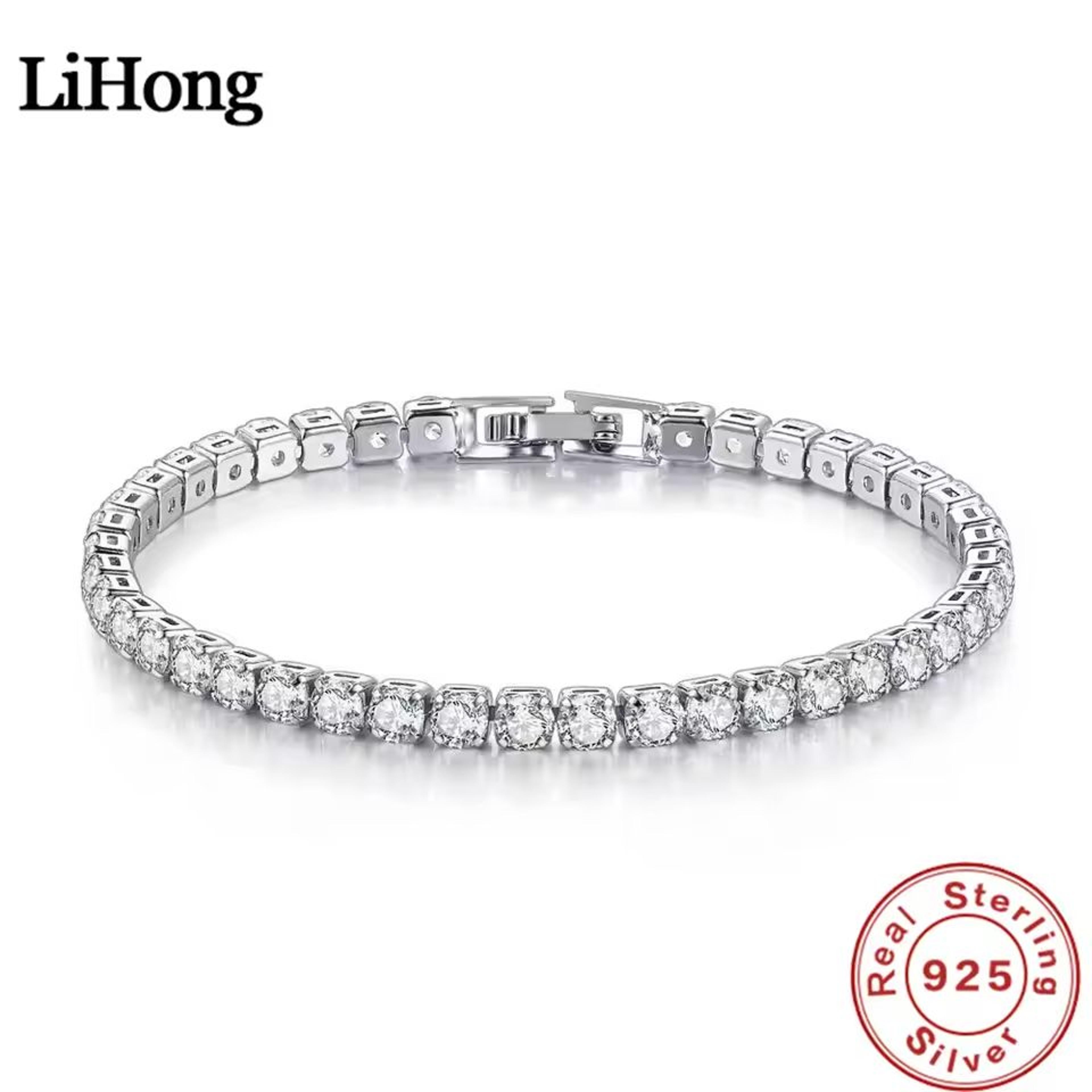 elegant sterling silver tennis bracelet with zirconia accents
