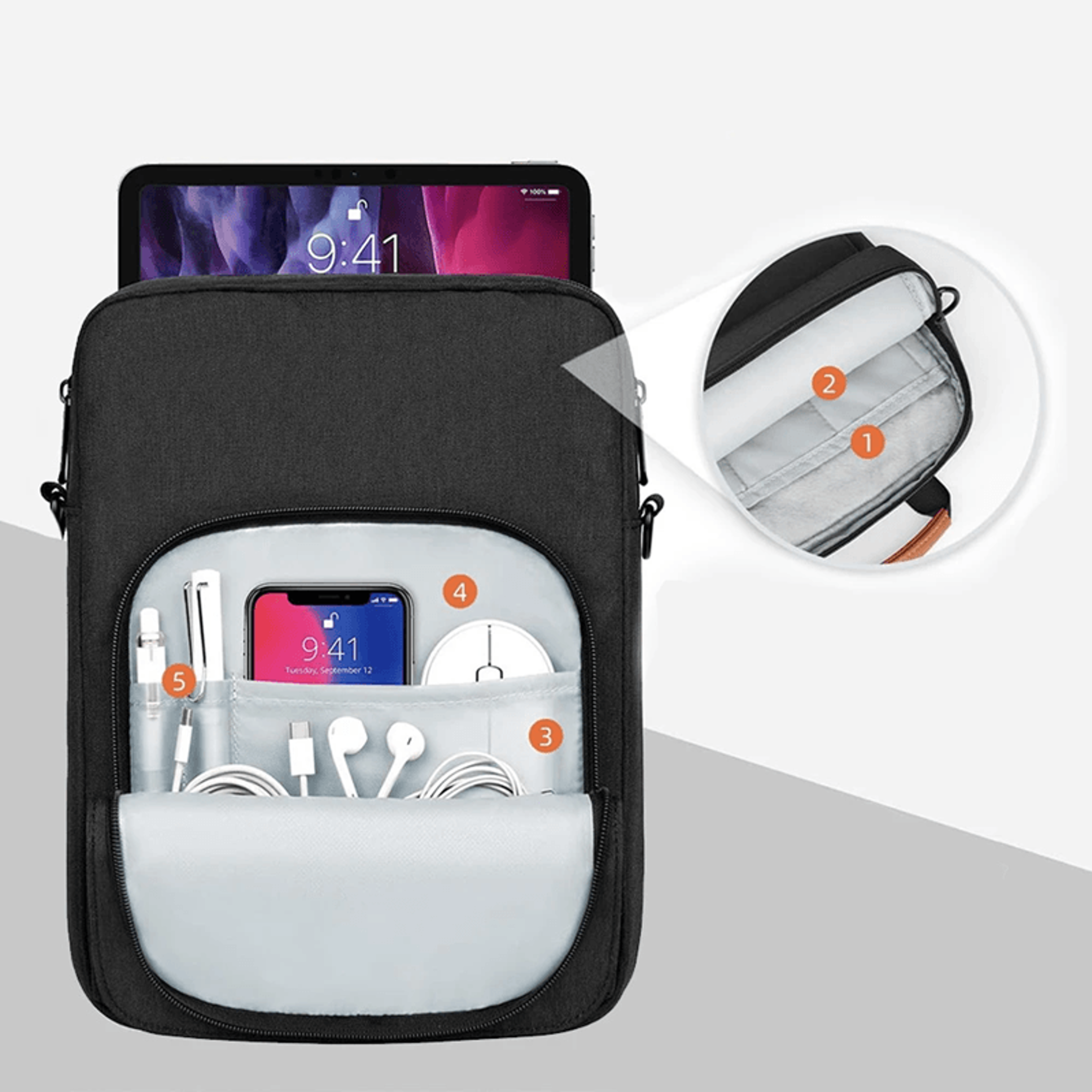 tablet shoulder sleeve bag for ipad pro galaxy tab and 10 to 13 inch laptops