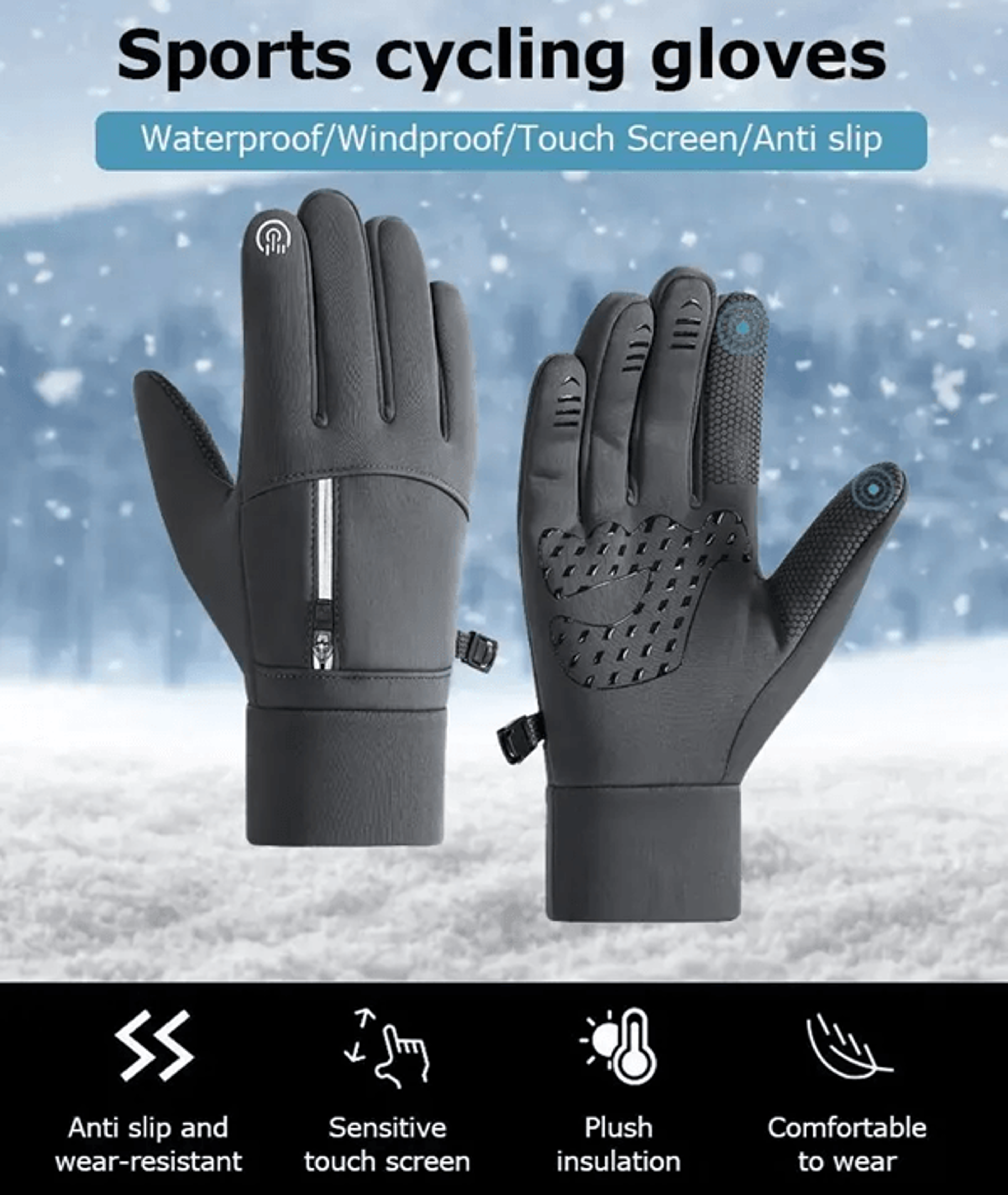 waterproof thermal winter gloves for running cycling and outdoor work