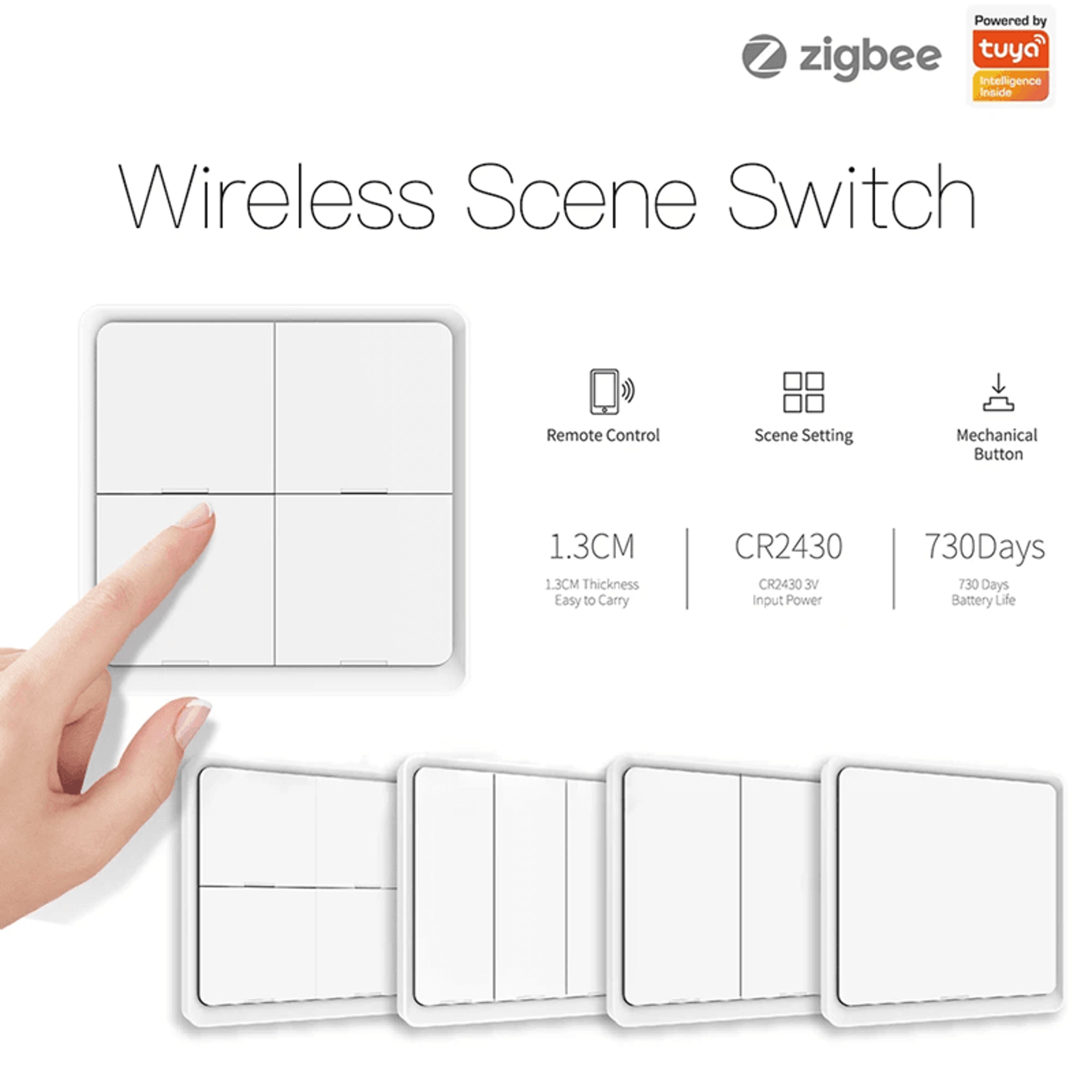 moes tuya zigbee scene switch controller with 4 gang wireless smart button for home automation