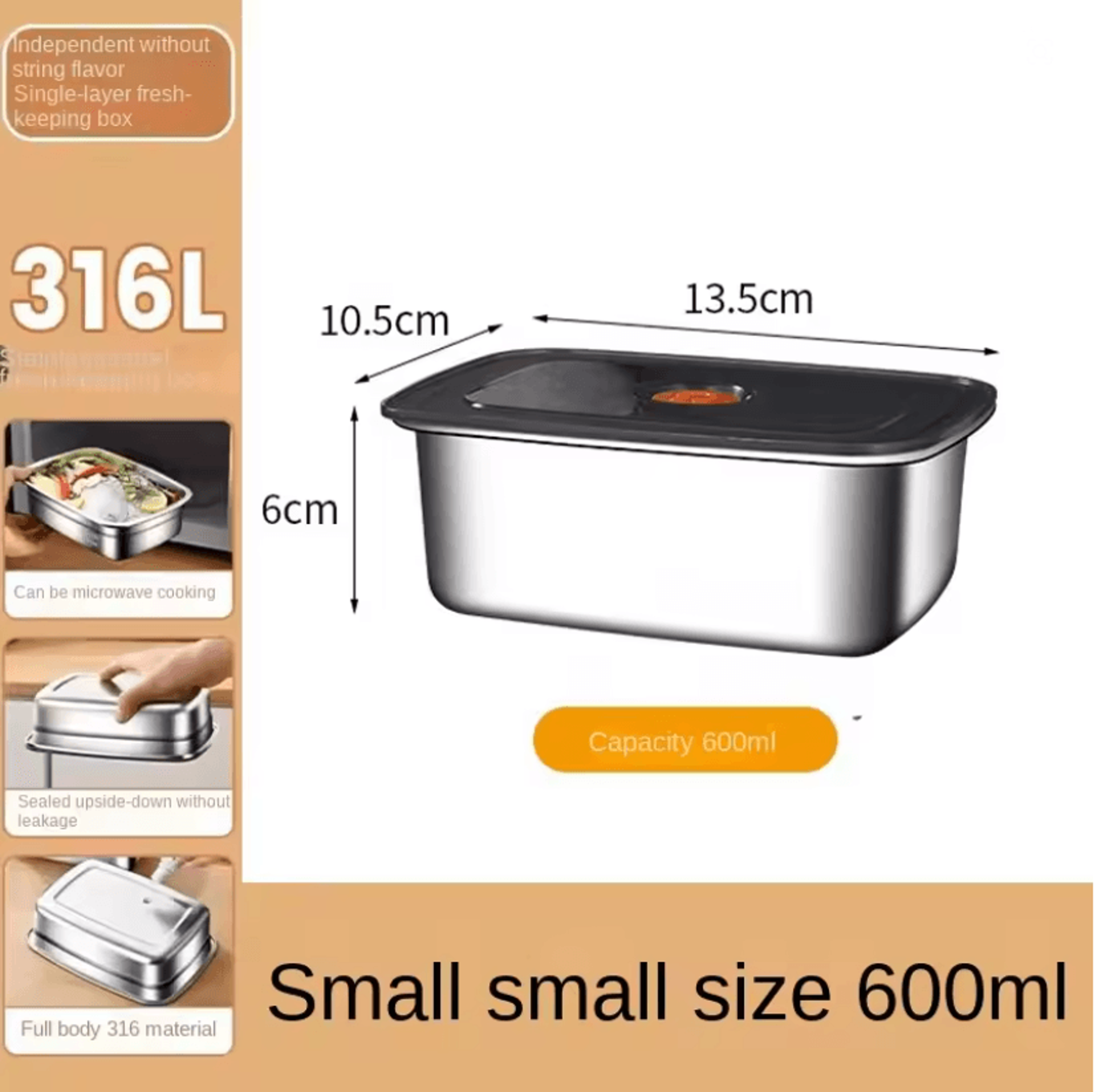 stainless steel leak proof bento lunch box for meal prep and food storage