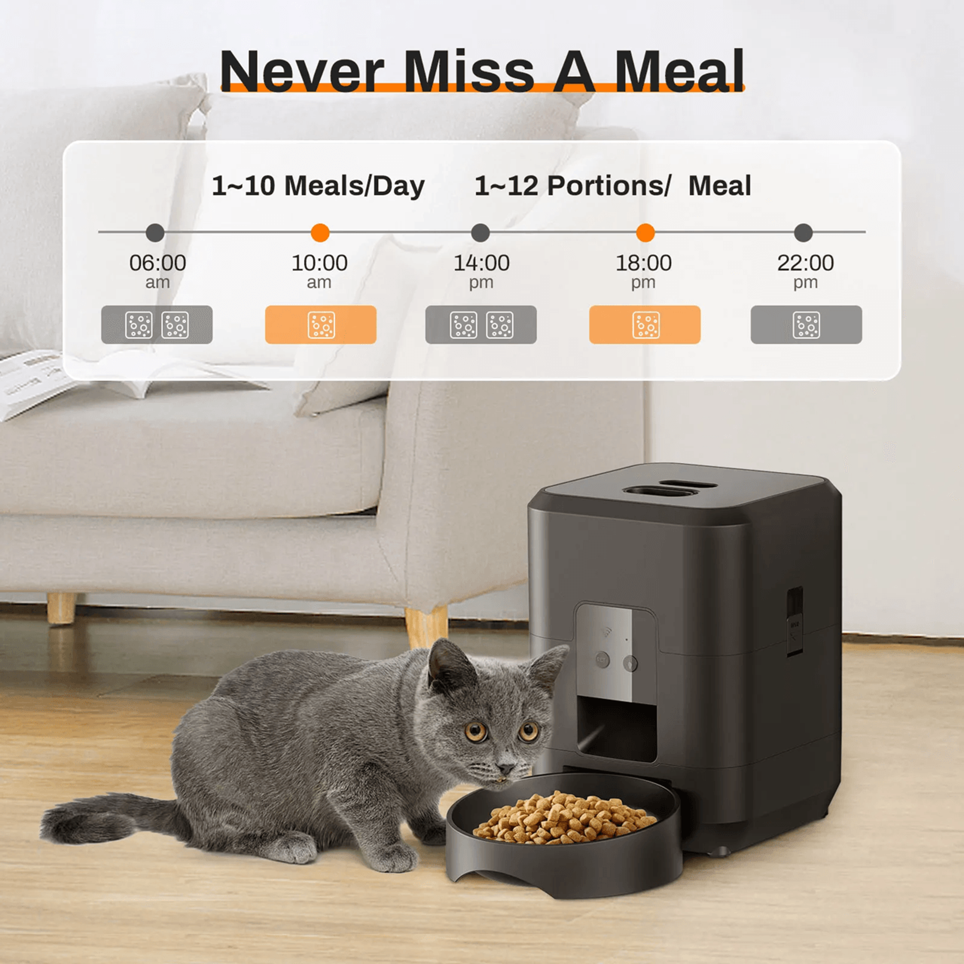 smart automatic pet feeder with timed cat and dog food dispenser