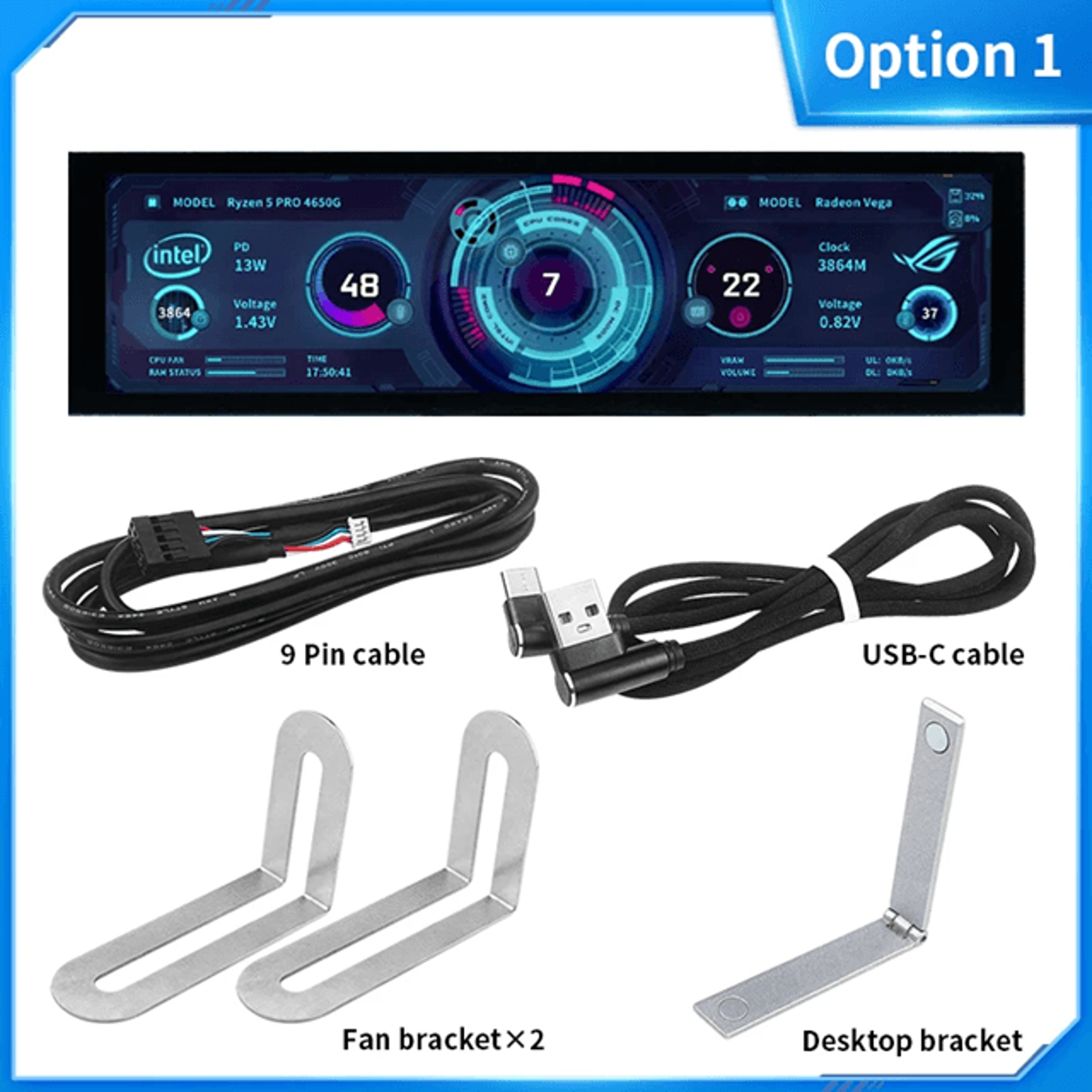 8.8 inch type c secondary screen for real time cpu gpu ram monitoring