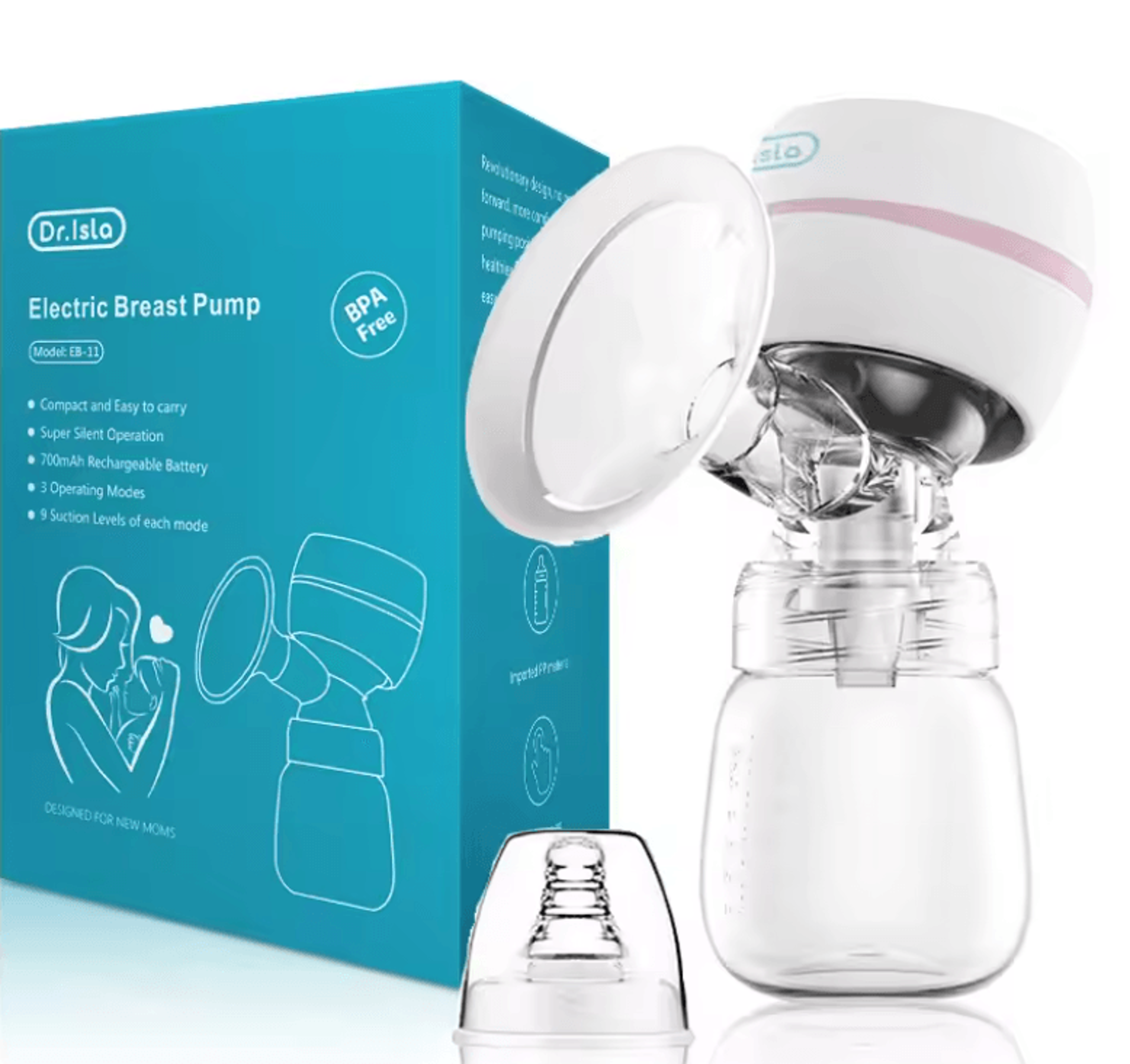 intelligent electric breast pump with silent high suction and pain free comfort for postpartum moms