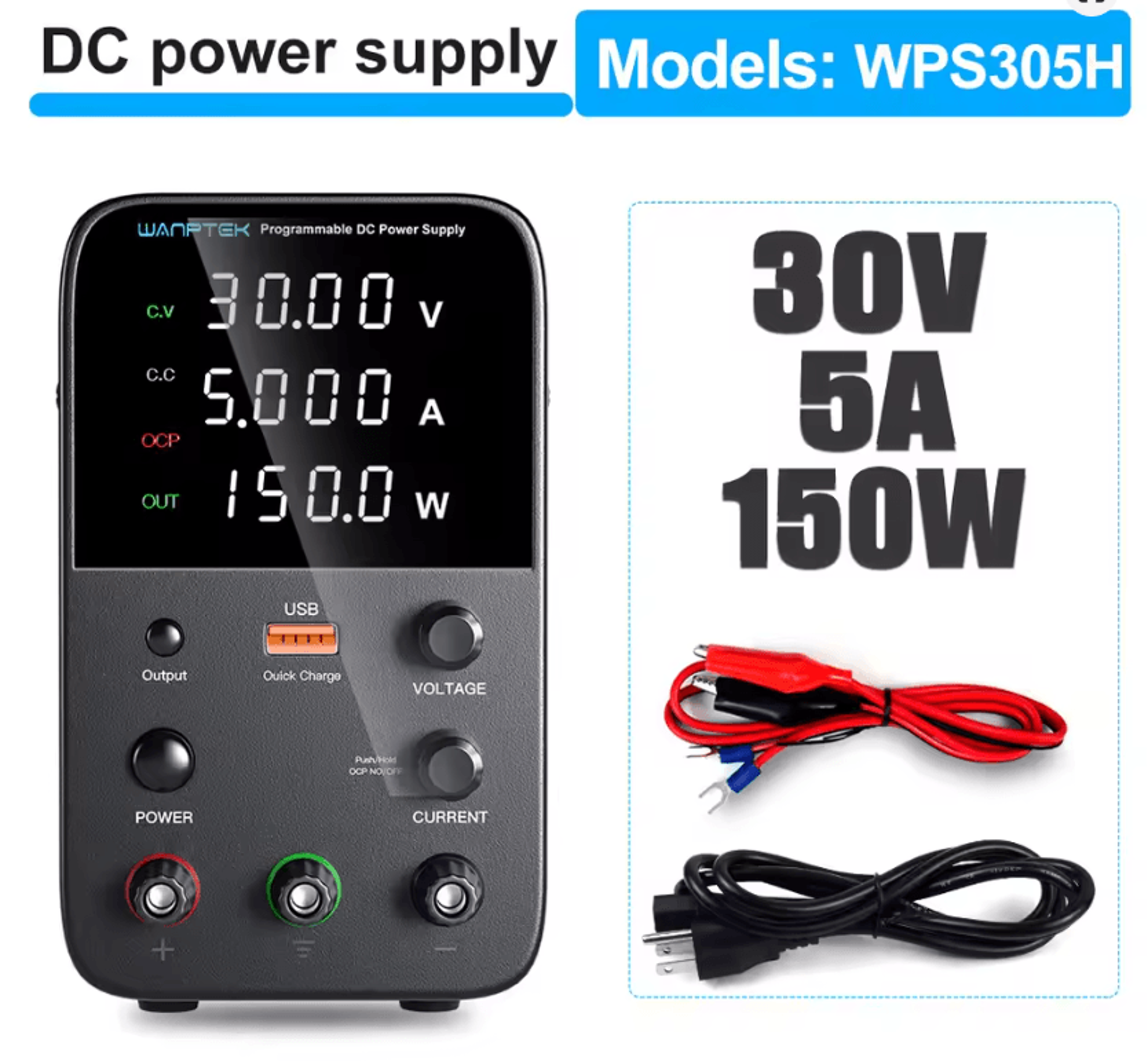 programmable dc power supply 30v 10a wanptek wps3010h adjustable bench unit