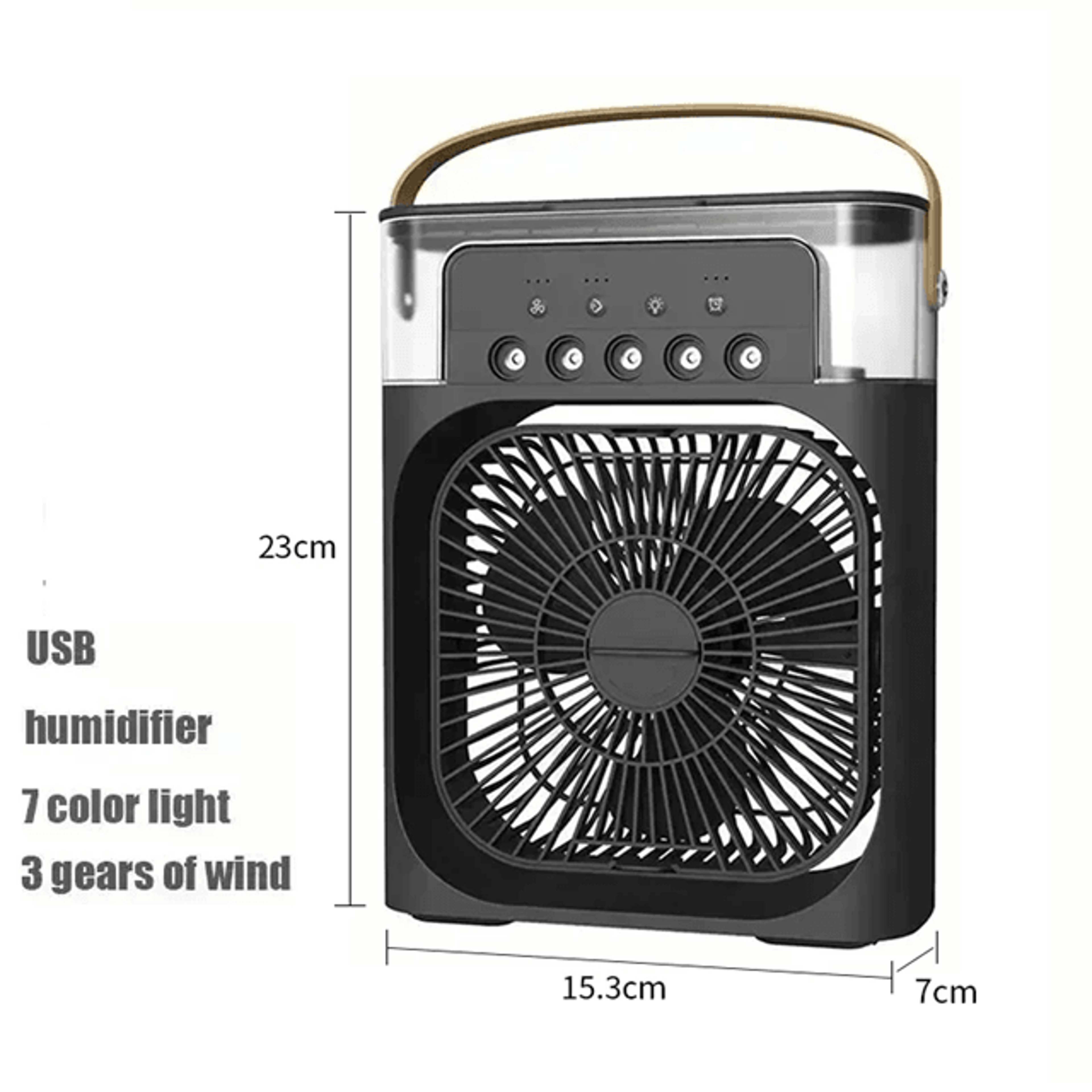 3-in-1 portable air cooler with humidifier and led night light