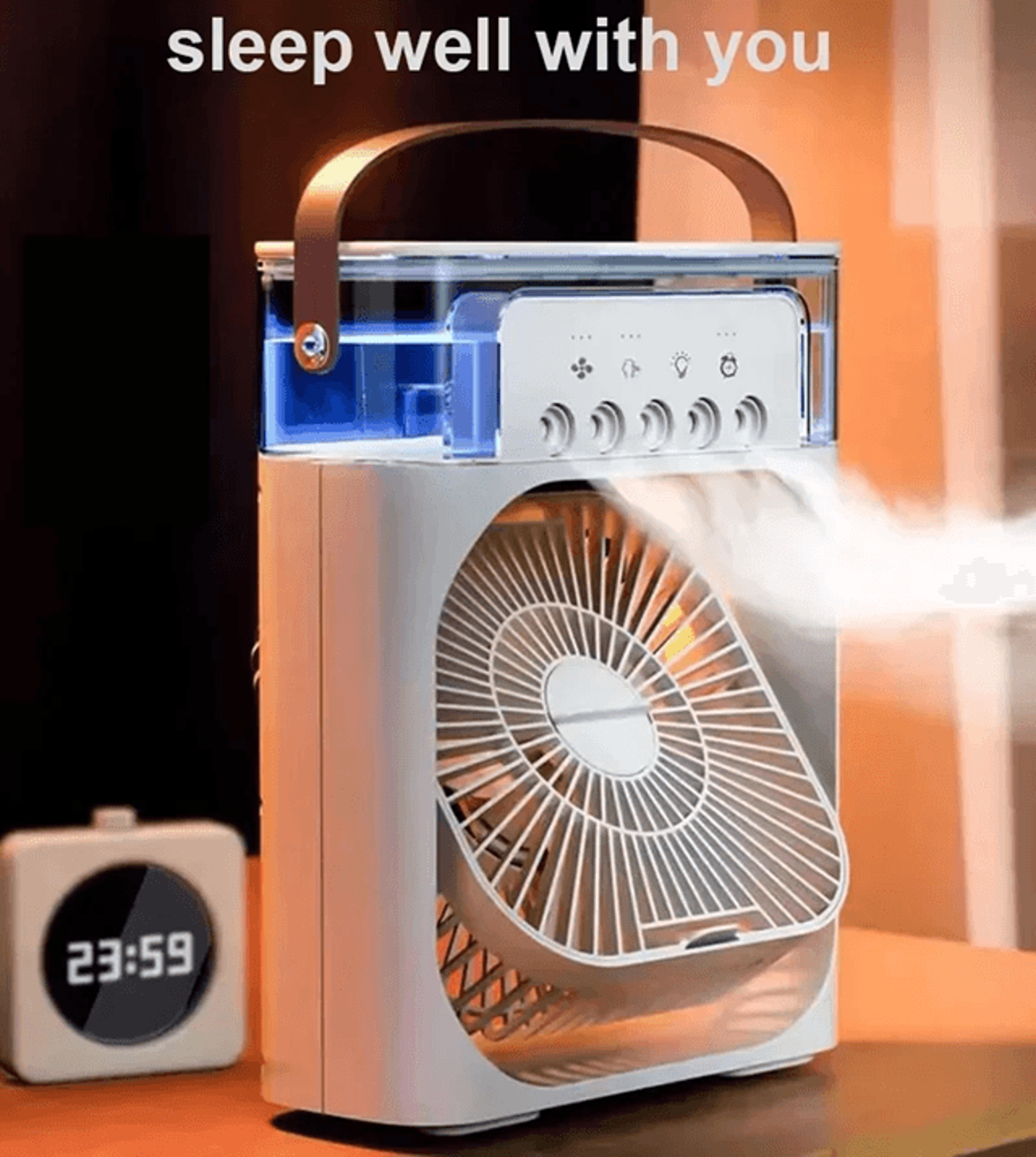 3 in 1 portable air cooler with humidifier and led night light for home and office