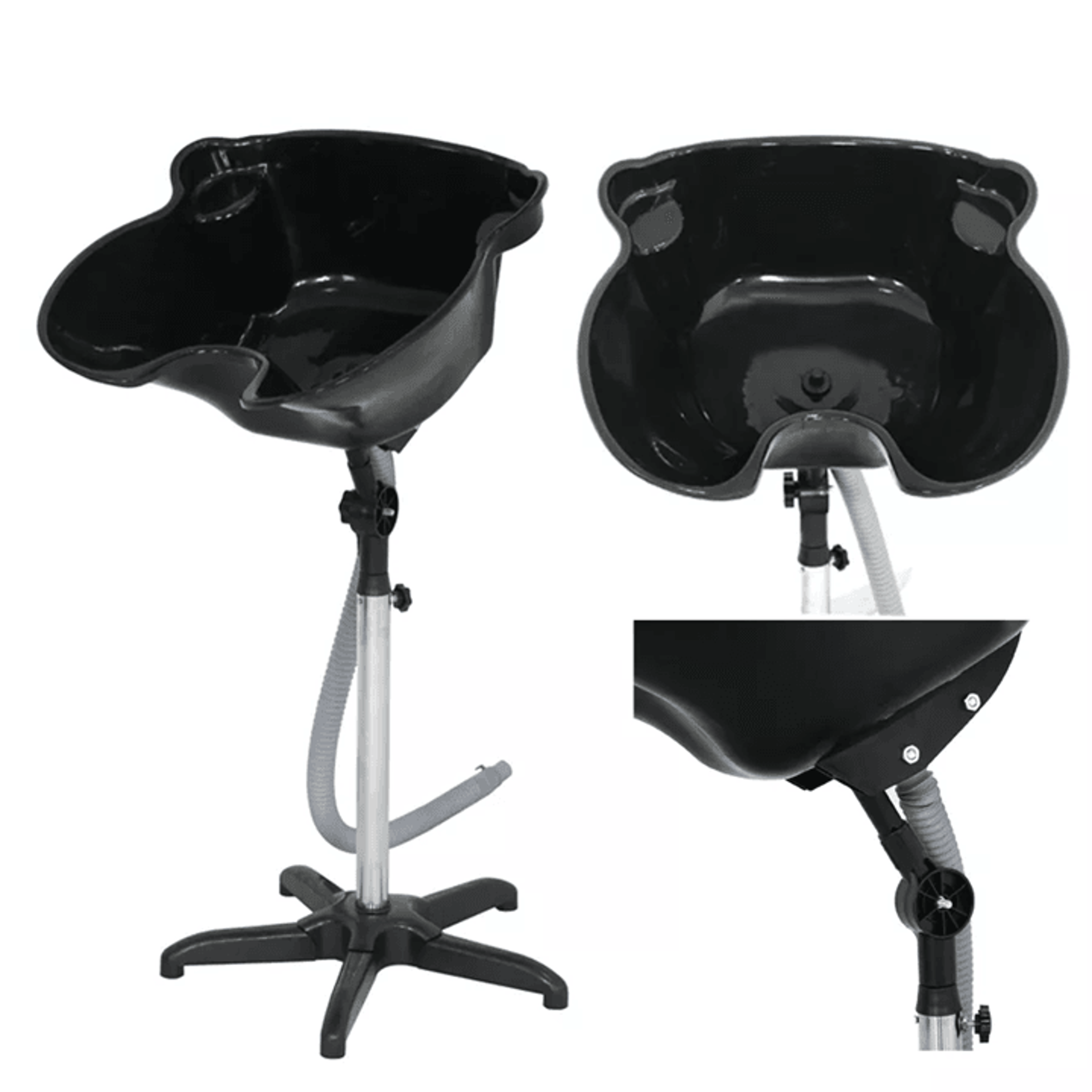 portable height adjustable shampoo bowl with drain hose for salon and home hair washing
