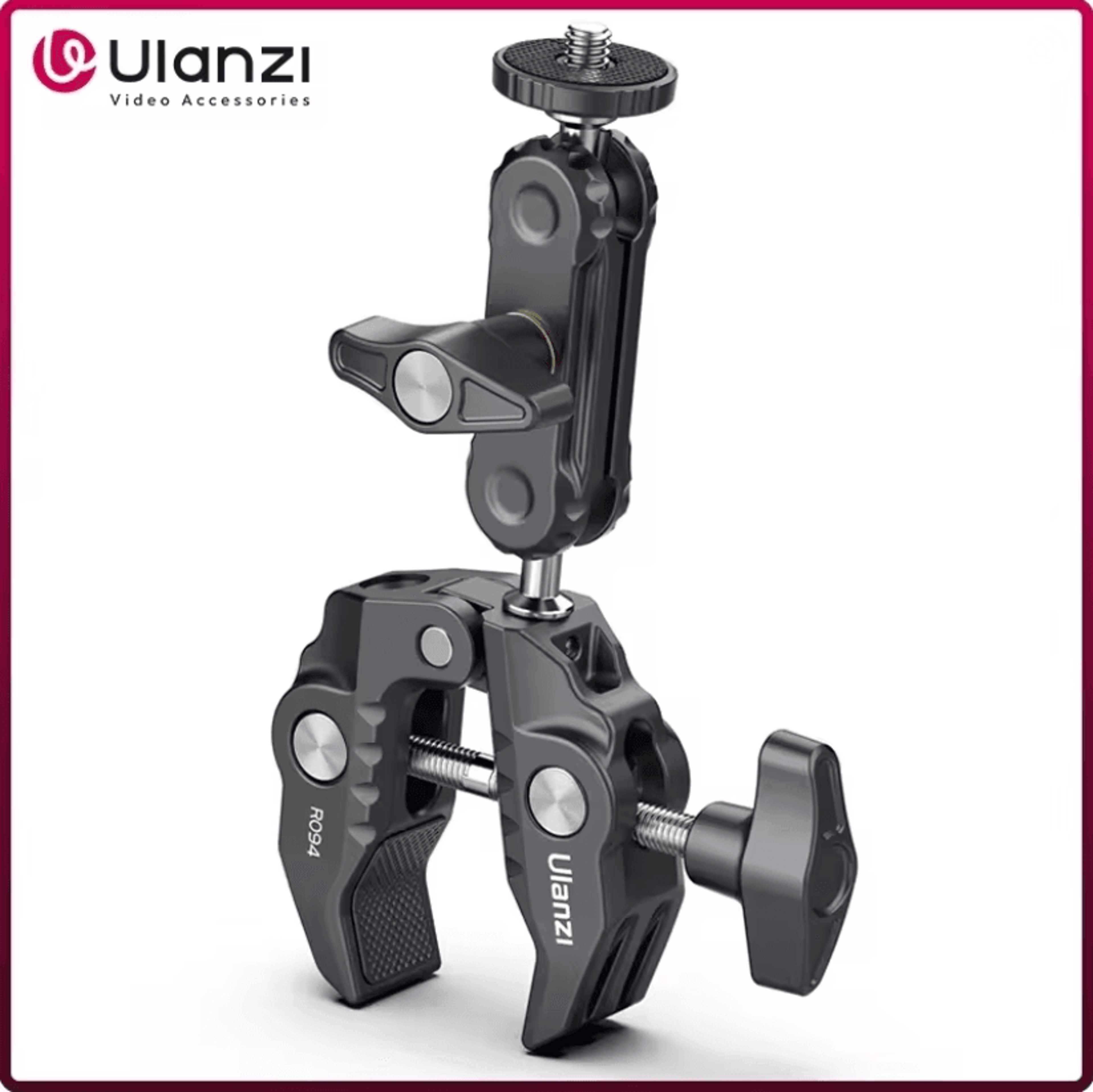 ulanzi r094 metal super clamp with double ball head arm for camera monitor and mic mount