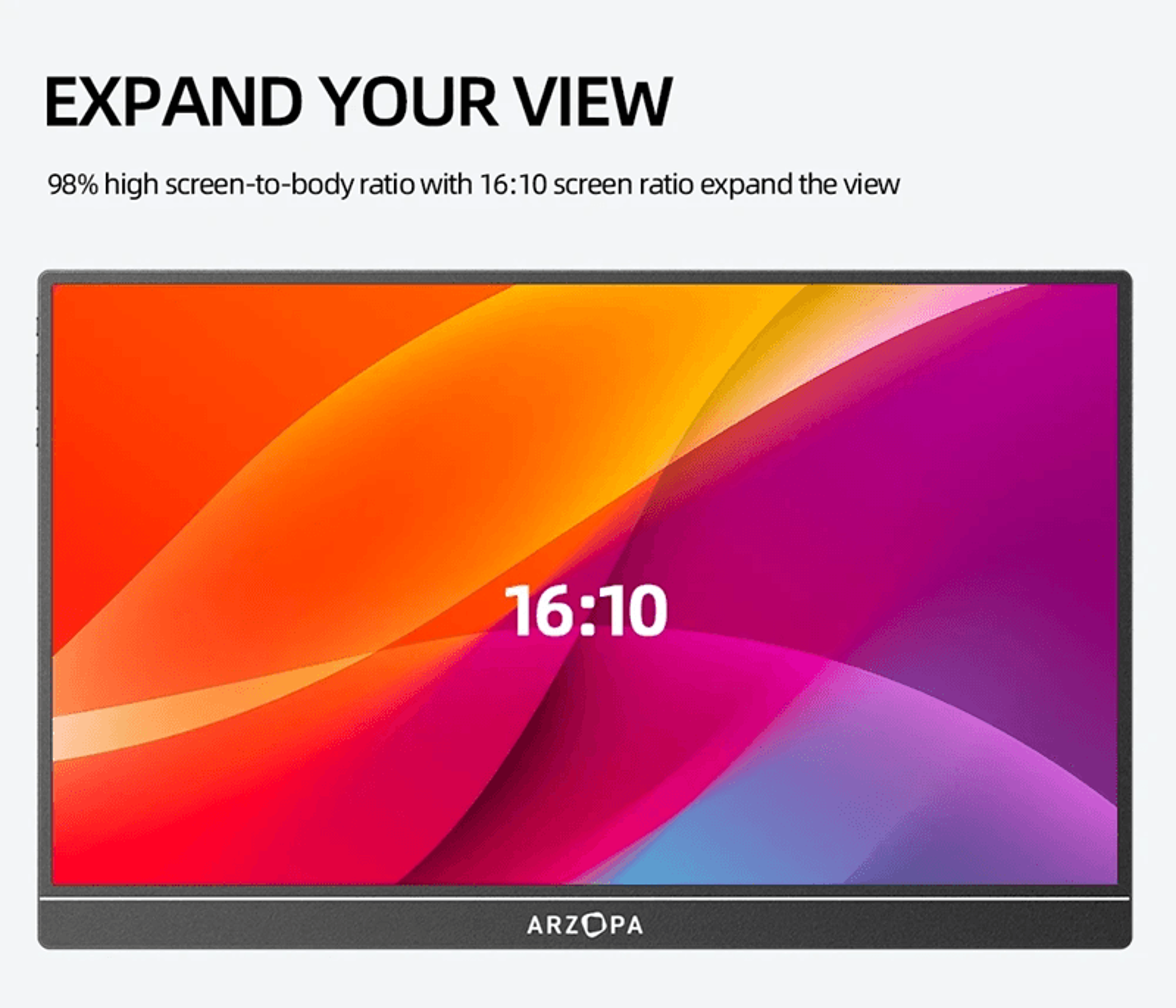 arzopa 16 inch 2k portable monitor with usb c and hdmi ultra slim second display for laptop mac ps5 and switch