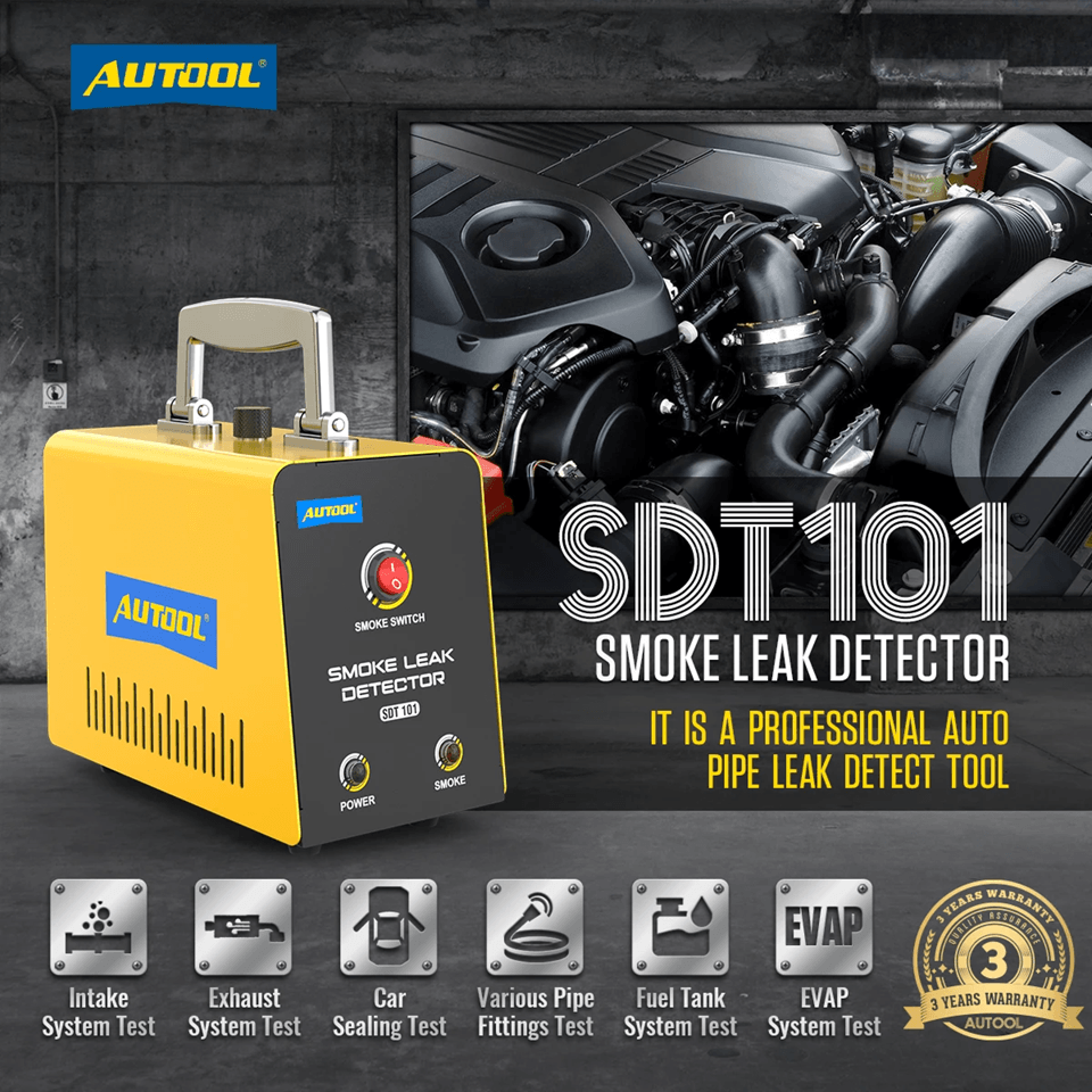 autool sdt101 car smoke leak detector for evap, vacuum, and fuel system diagnostics