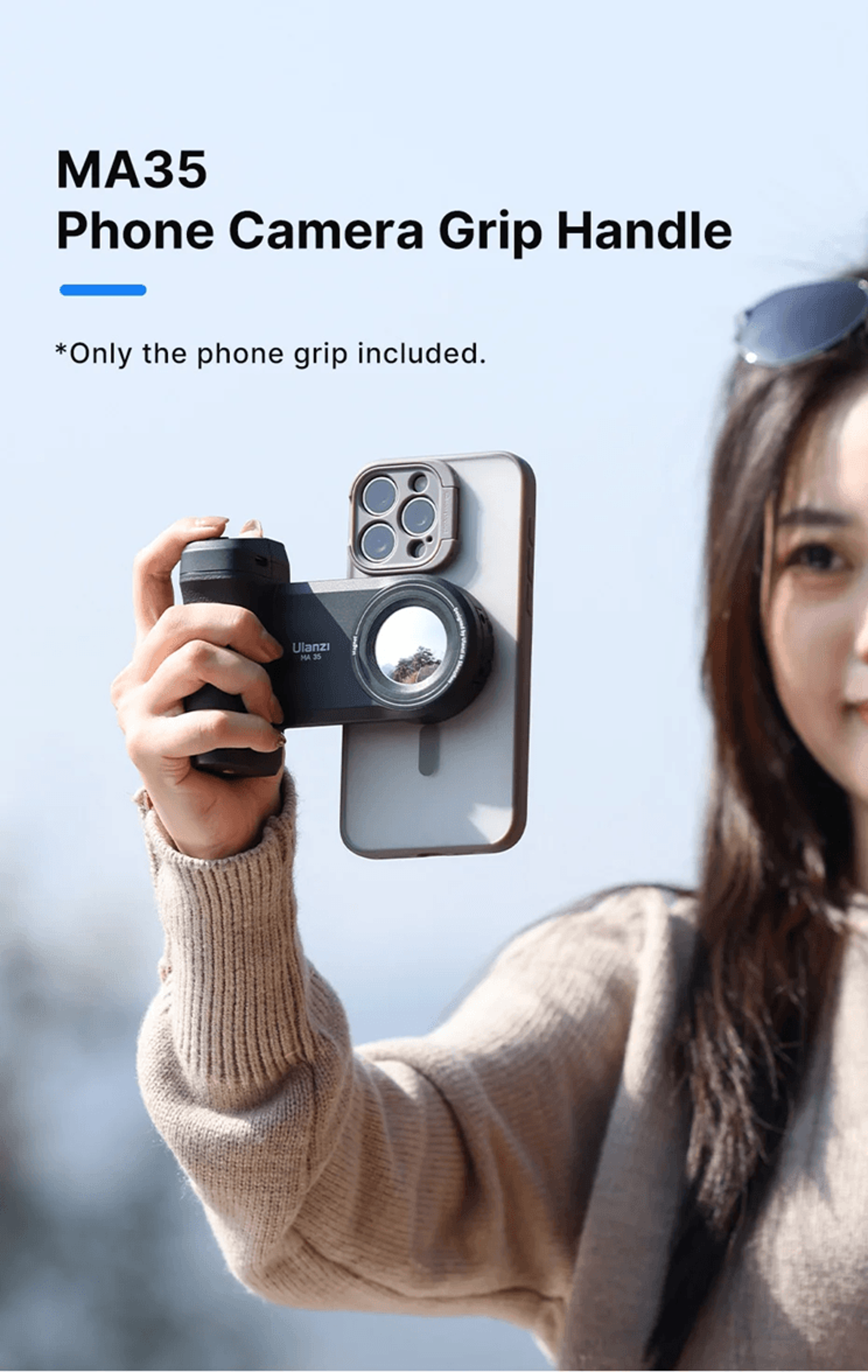 ulanzi ma35 magsafe camera grip with bluetooth shutter for iphone photography and video stabilization