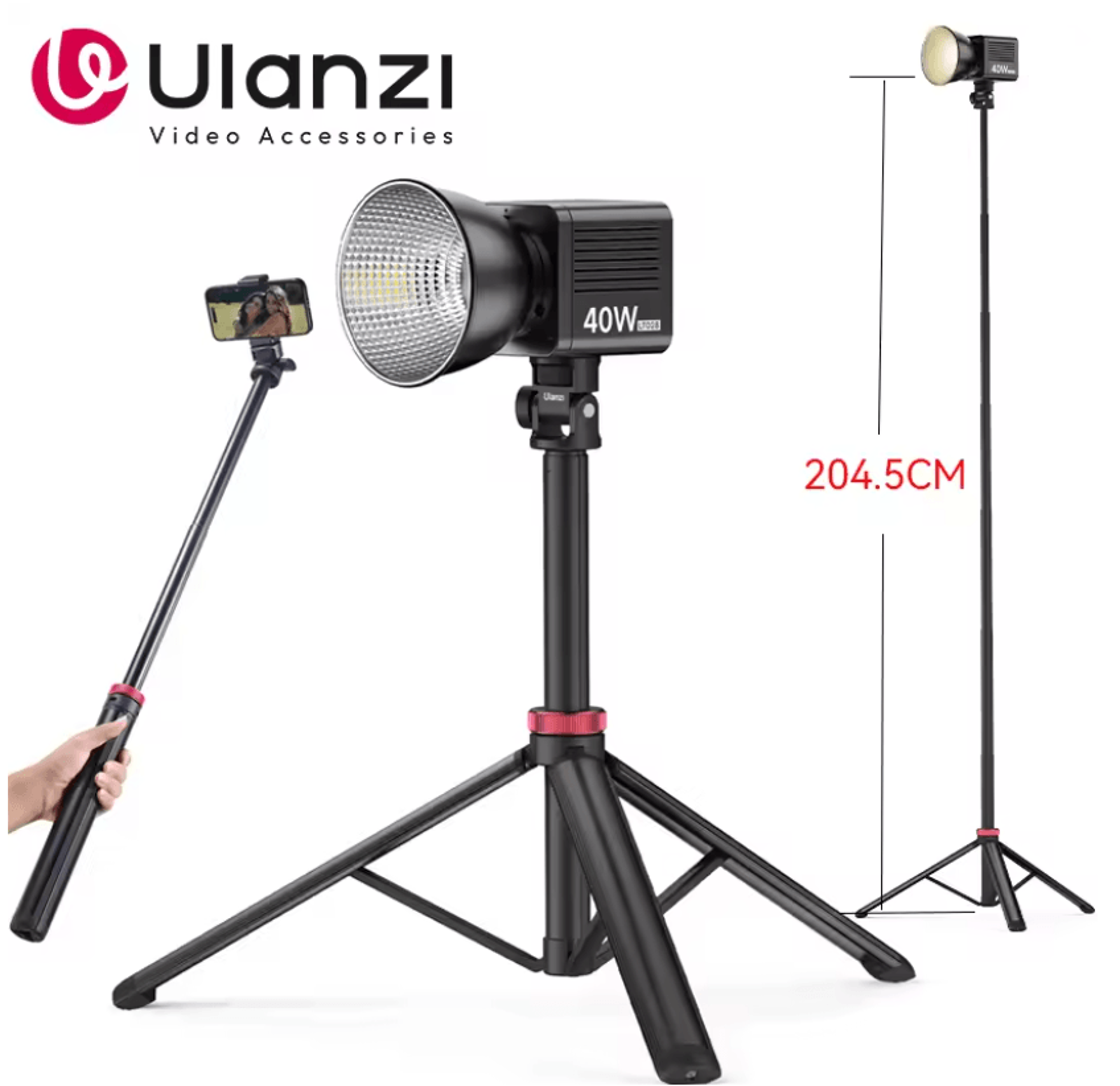ulanzi mt79 lightweight camera tripod with 2m extension for fill light and action camera mounting