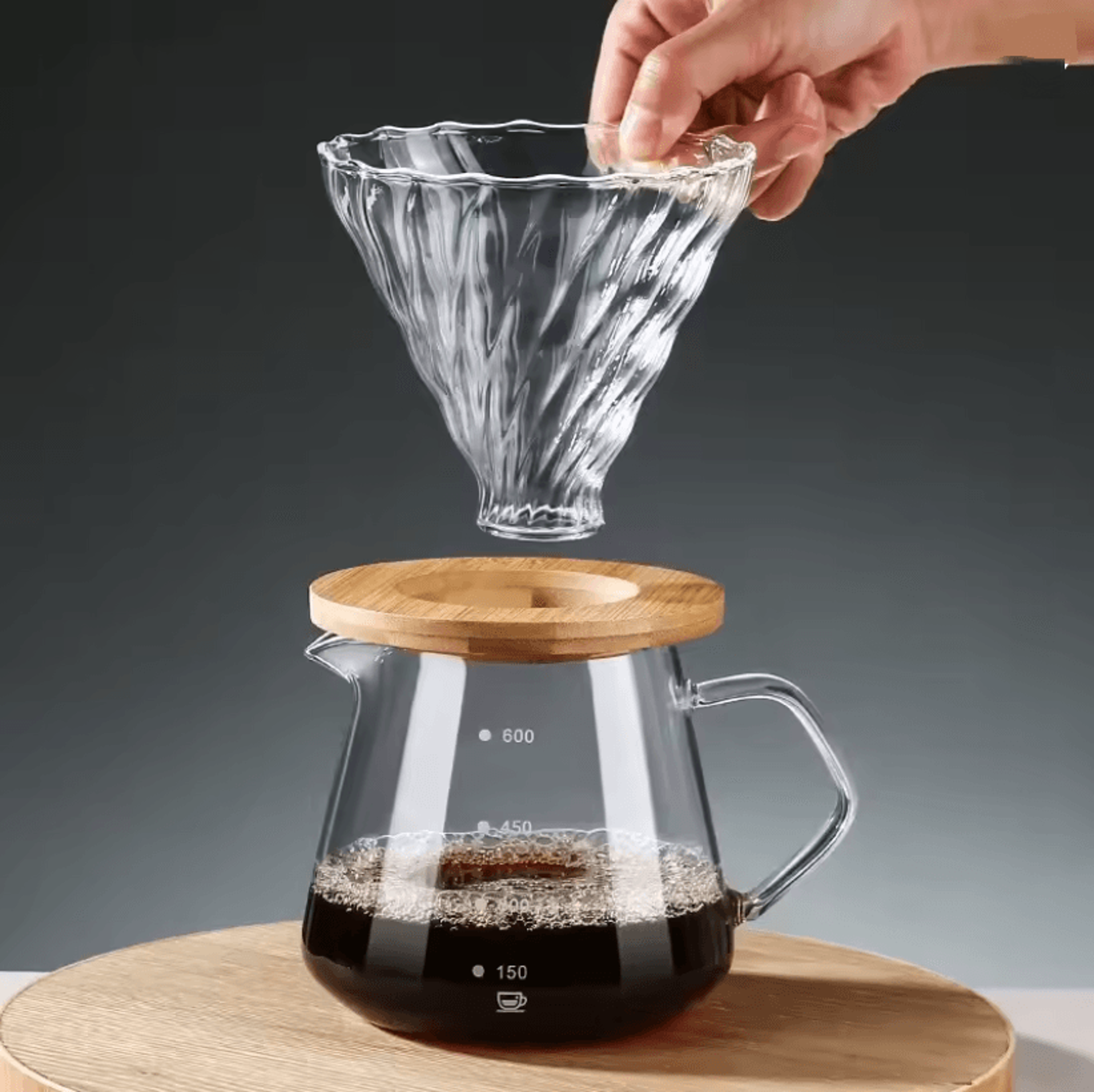 glass pour over coffee maker set with reusable filter and carafe