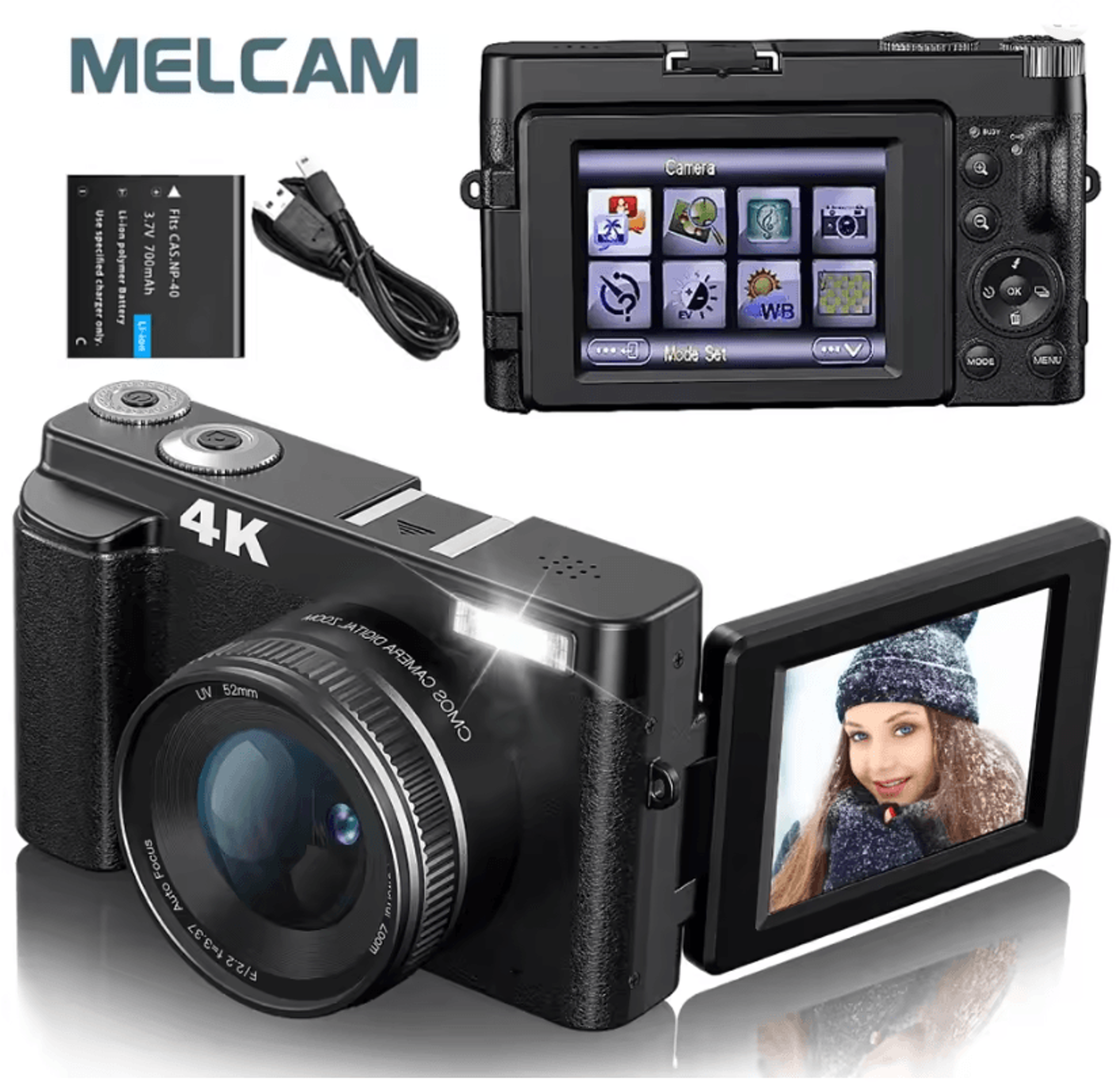4k vlogging camera with flip screen autofocus and anti shake for photography and video