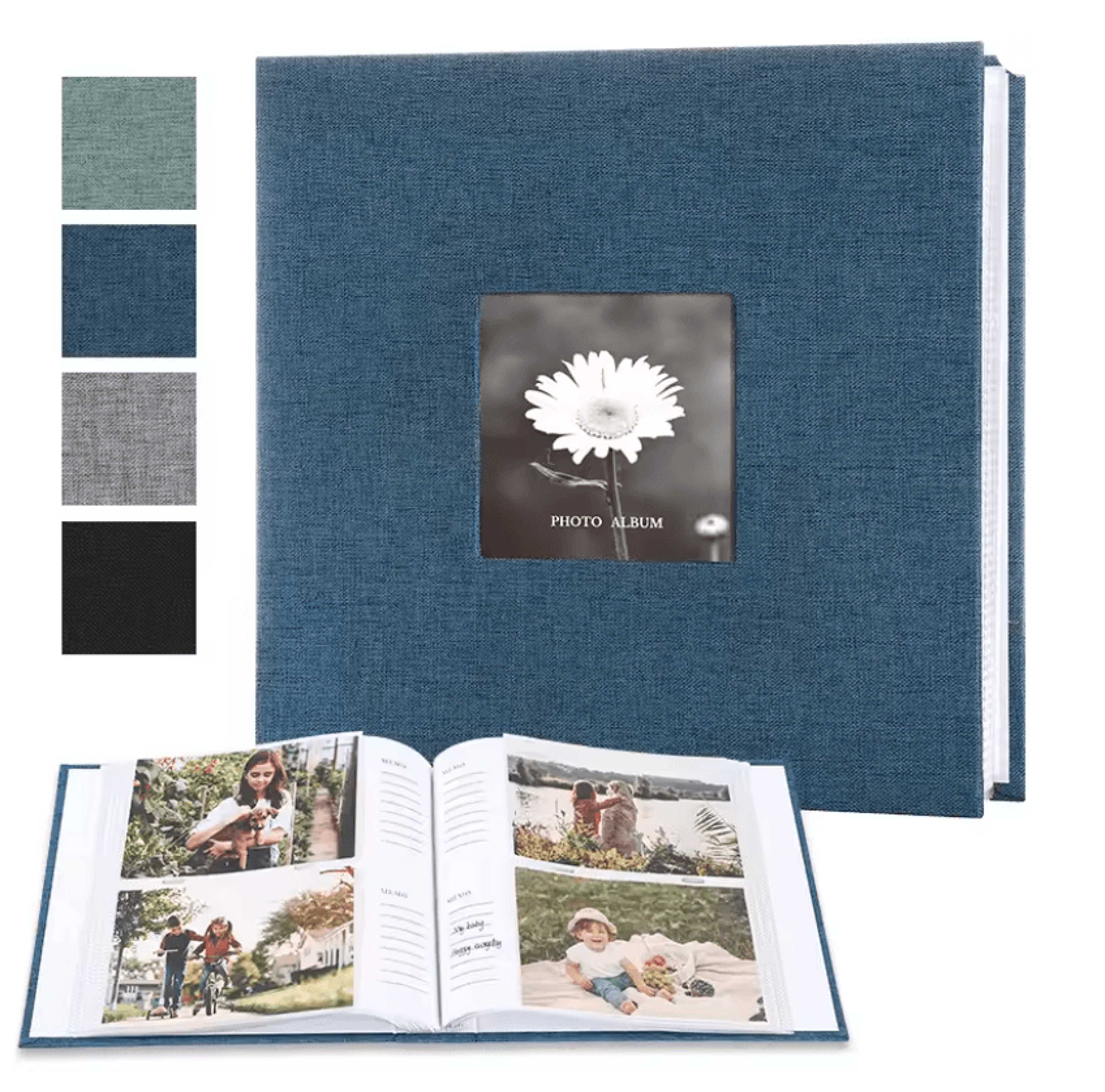 linen photo album for 6 inch prints with writable interleaf pages