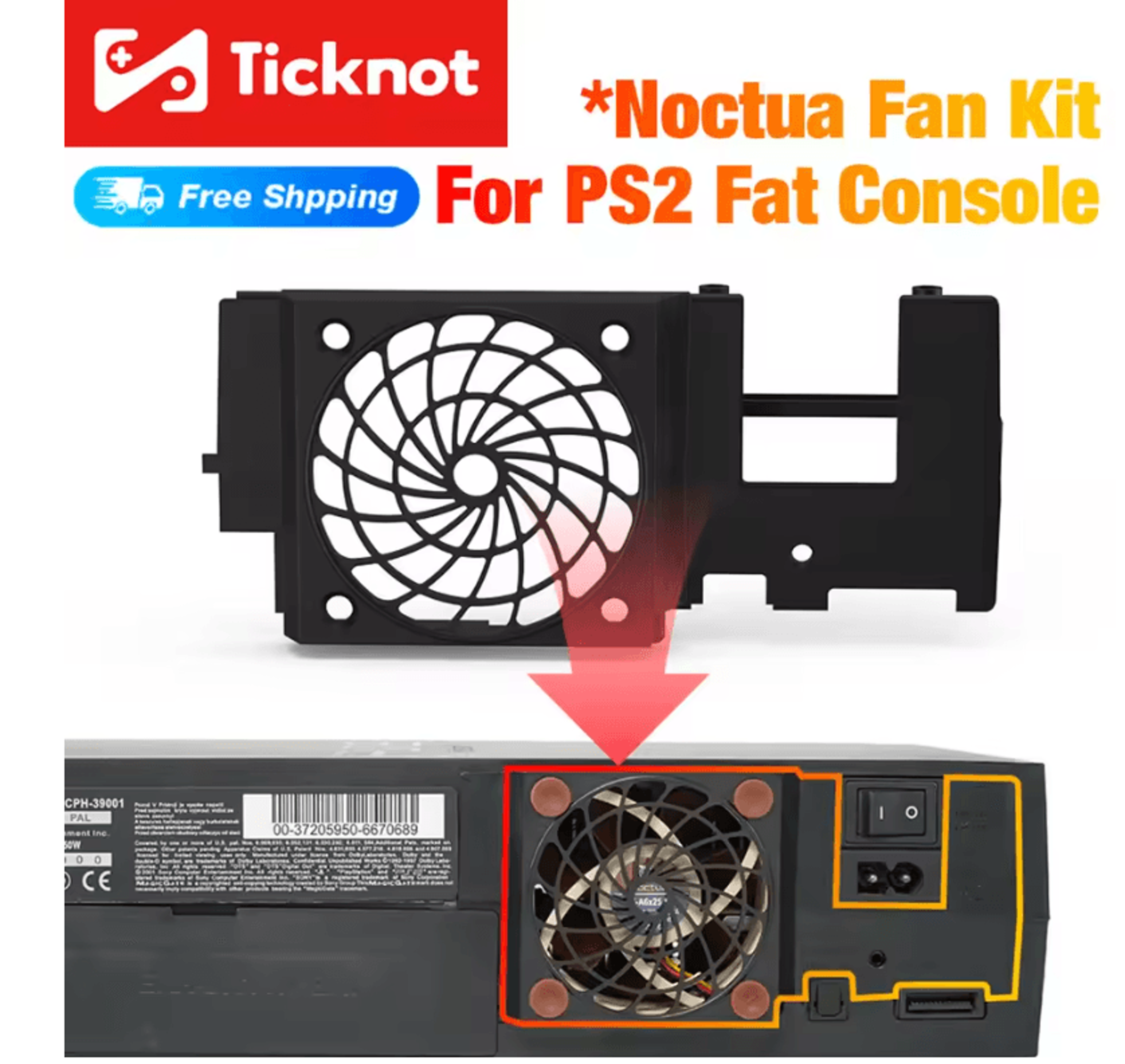 ps2 fat silent cooling kit with noctua fan bracket