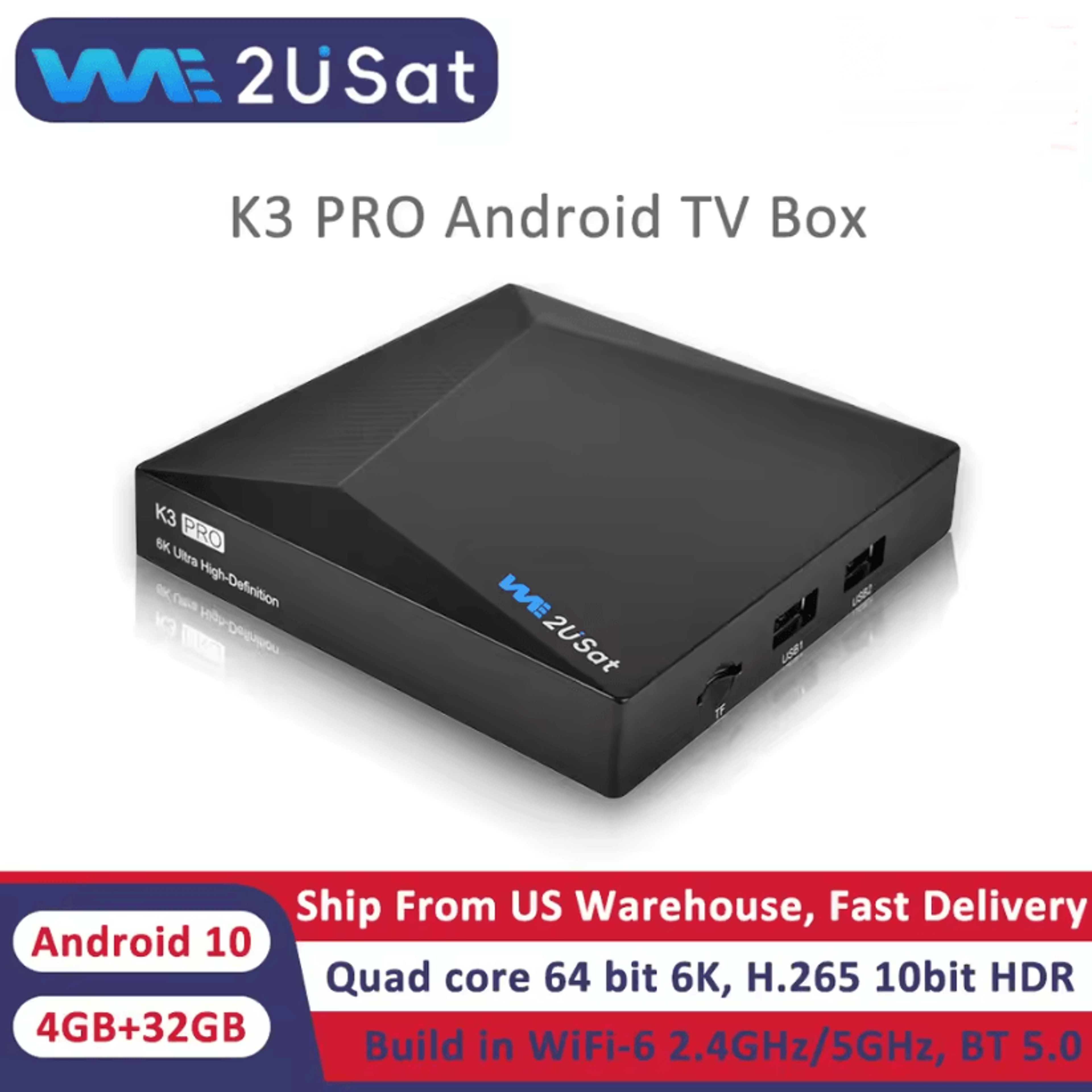 we2usat k3 pro android 10 streaming media box 6k hdr with wifi 6 and voice control