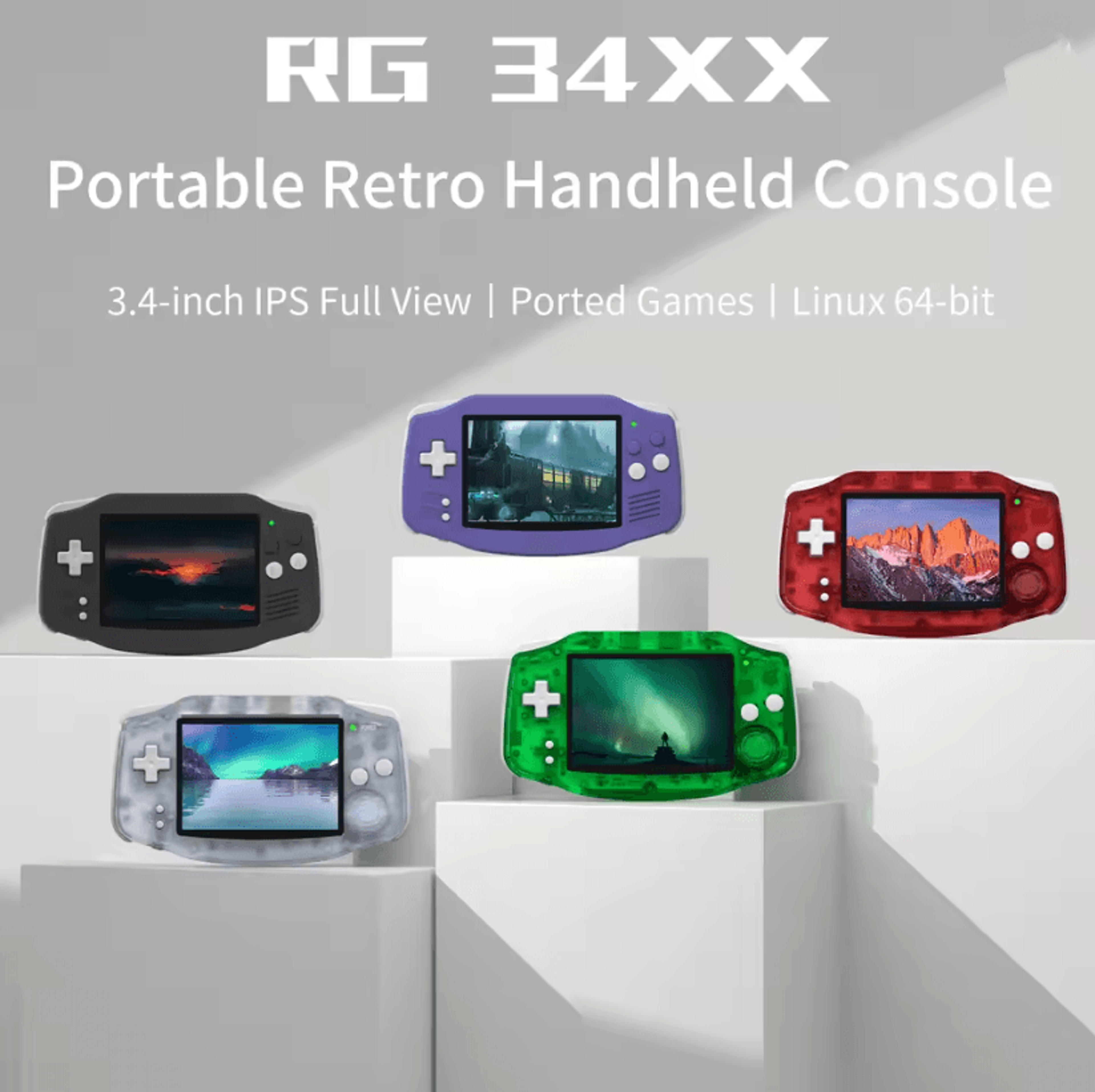 anbernic rg34xx retro handheld gaming console 3 4 inch linux