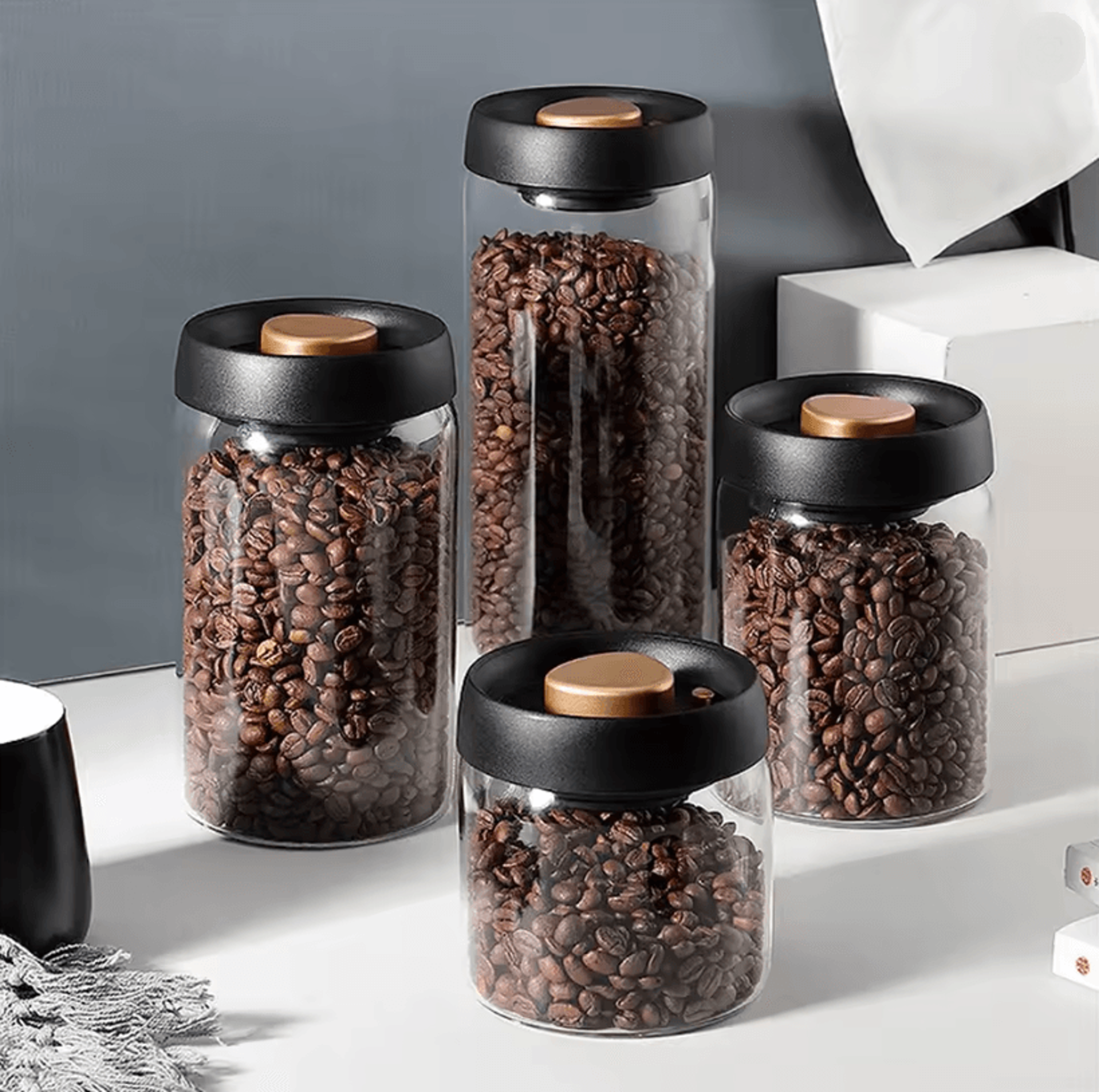 campfresh vacuum sealed glass coffee storage jar