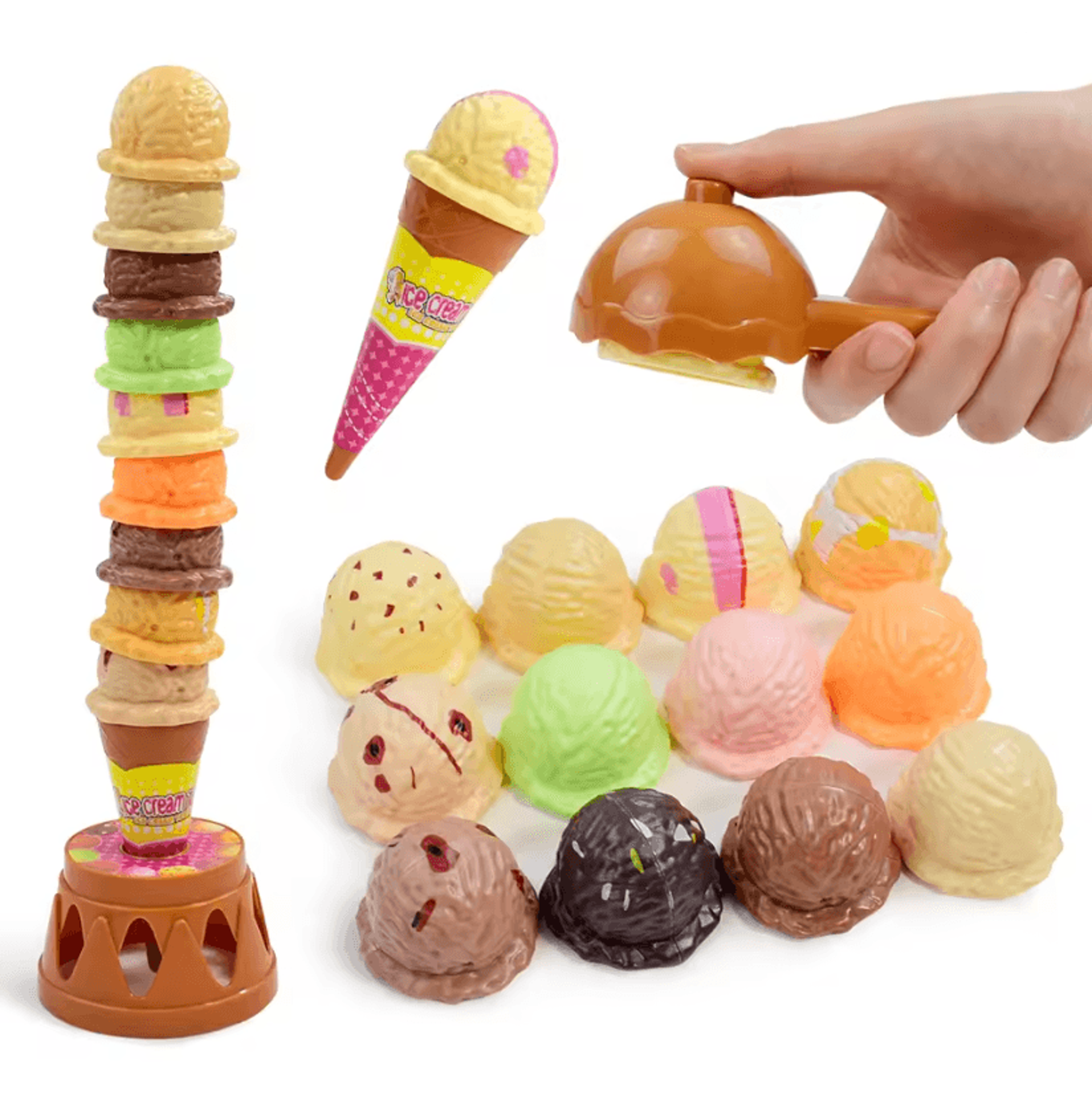 deluxe ice cream stack up pretend play toy – educational toy for kids