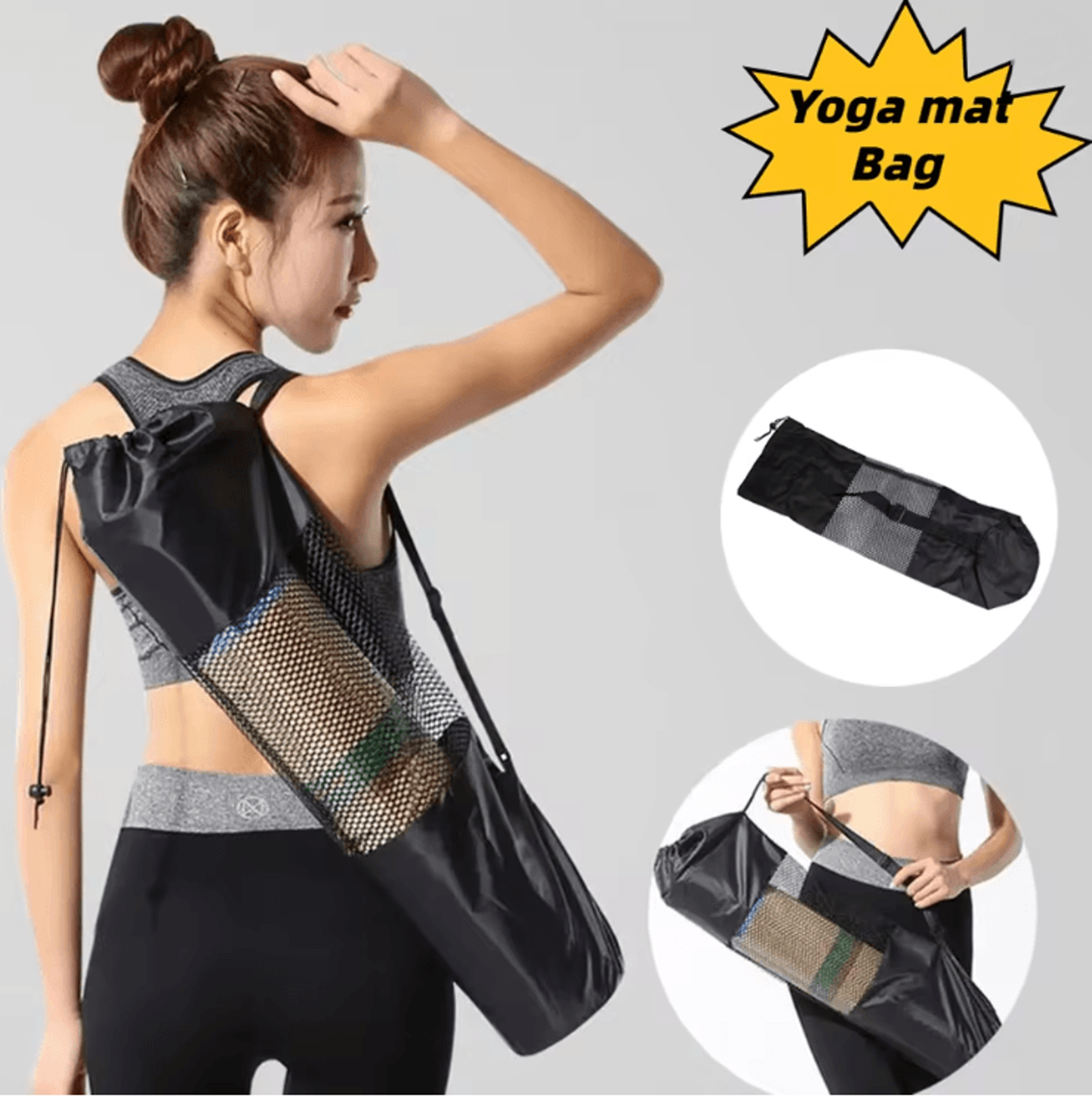 airflex breathable mesh yoga mat bag with adjustable strap