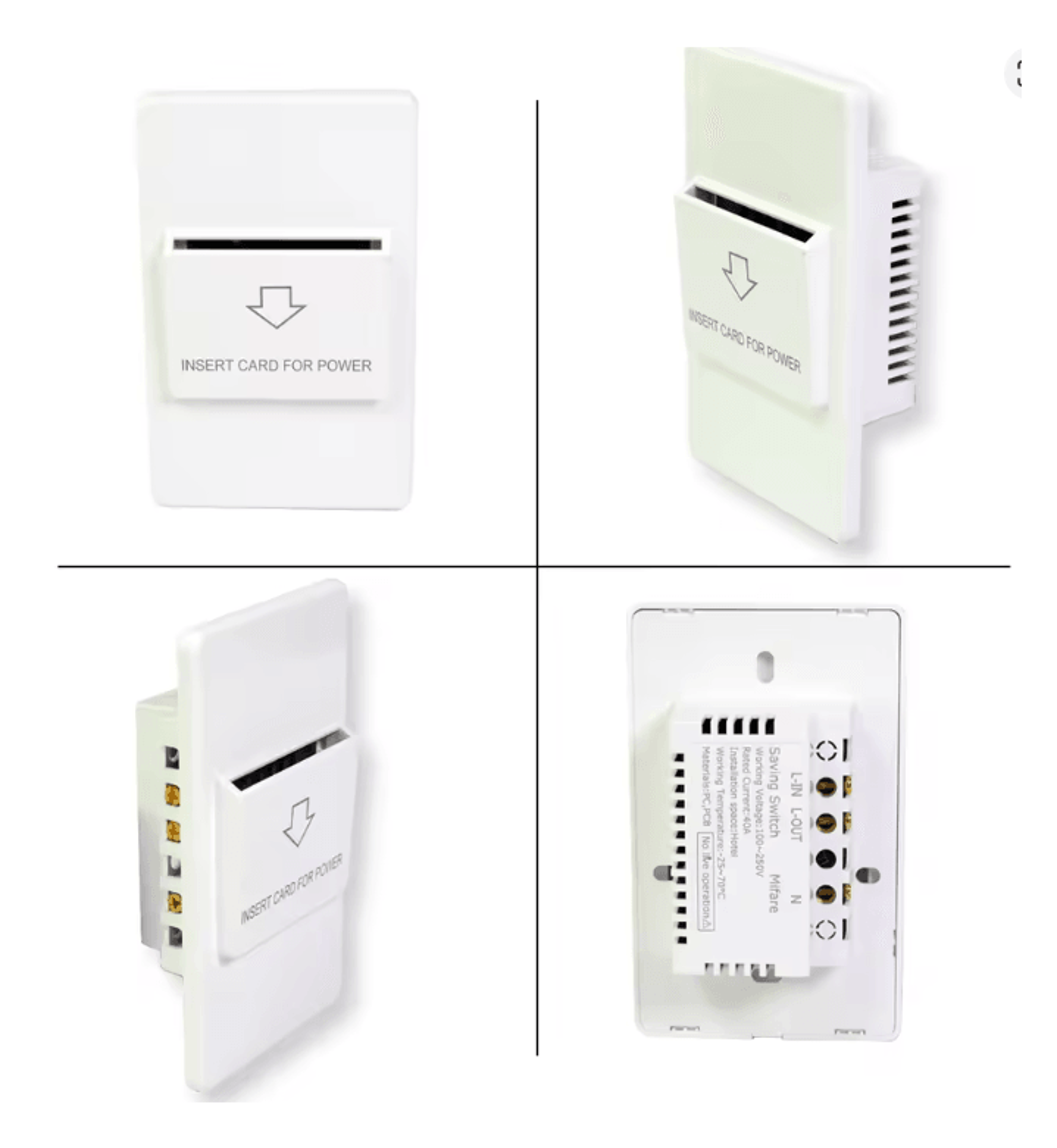 ecocard smart hotel power saver switch 12.5 khz 13.56 mhz card activated