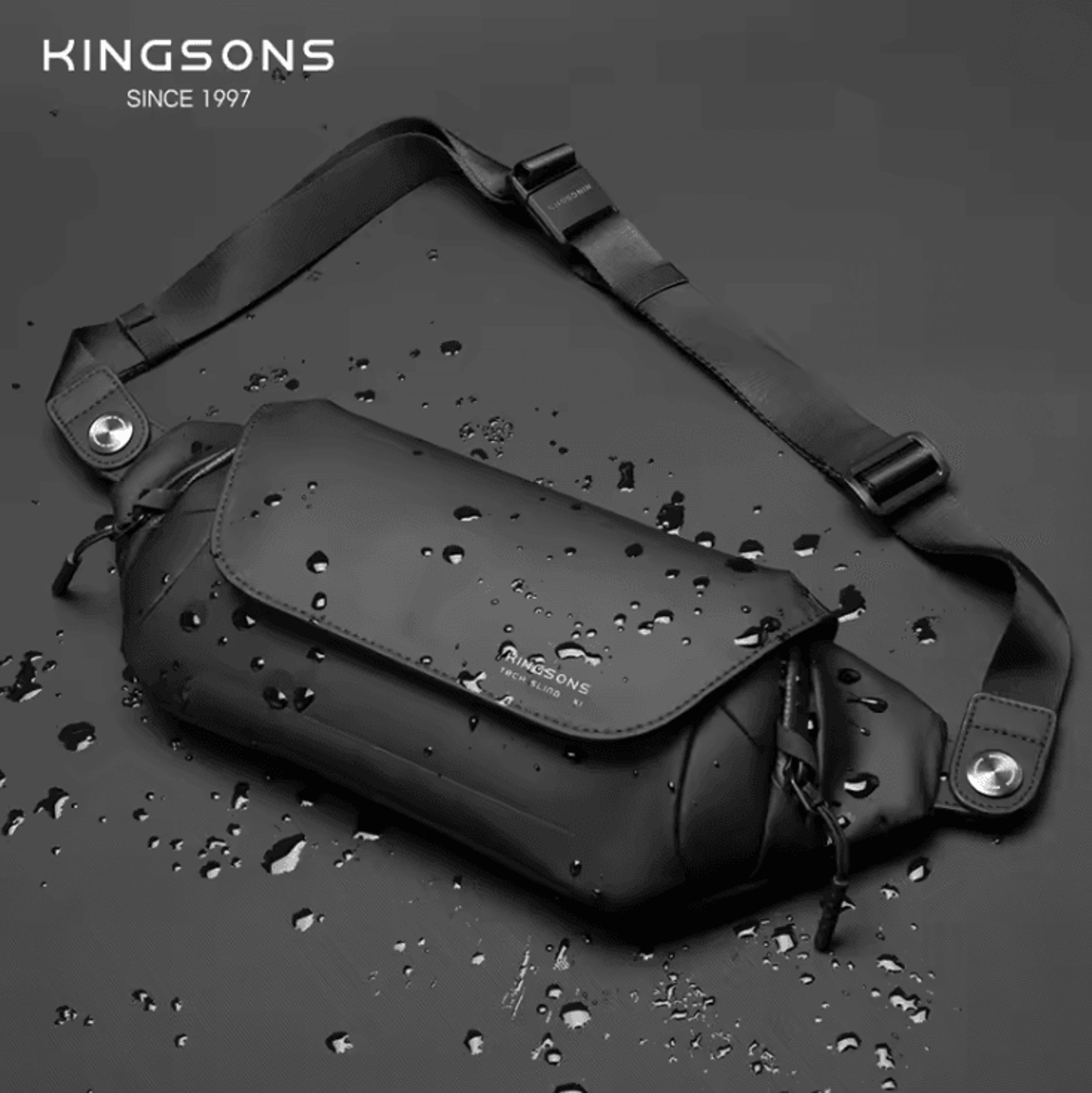 kingsons urbantech waterproof sling bag for men compact crossbody with ipad pocket