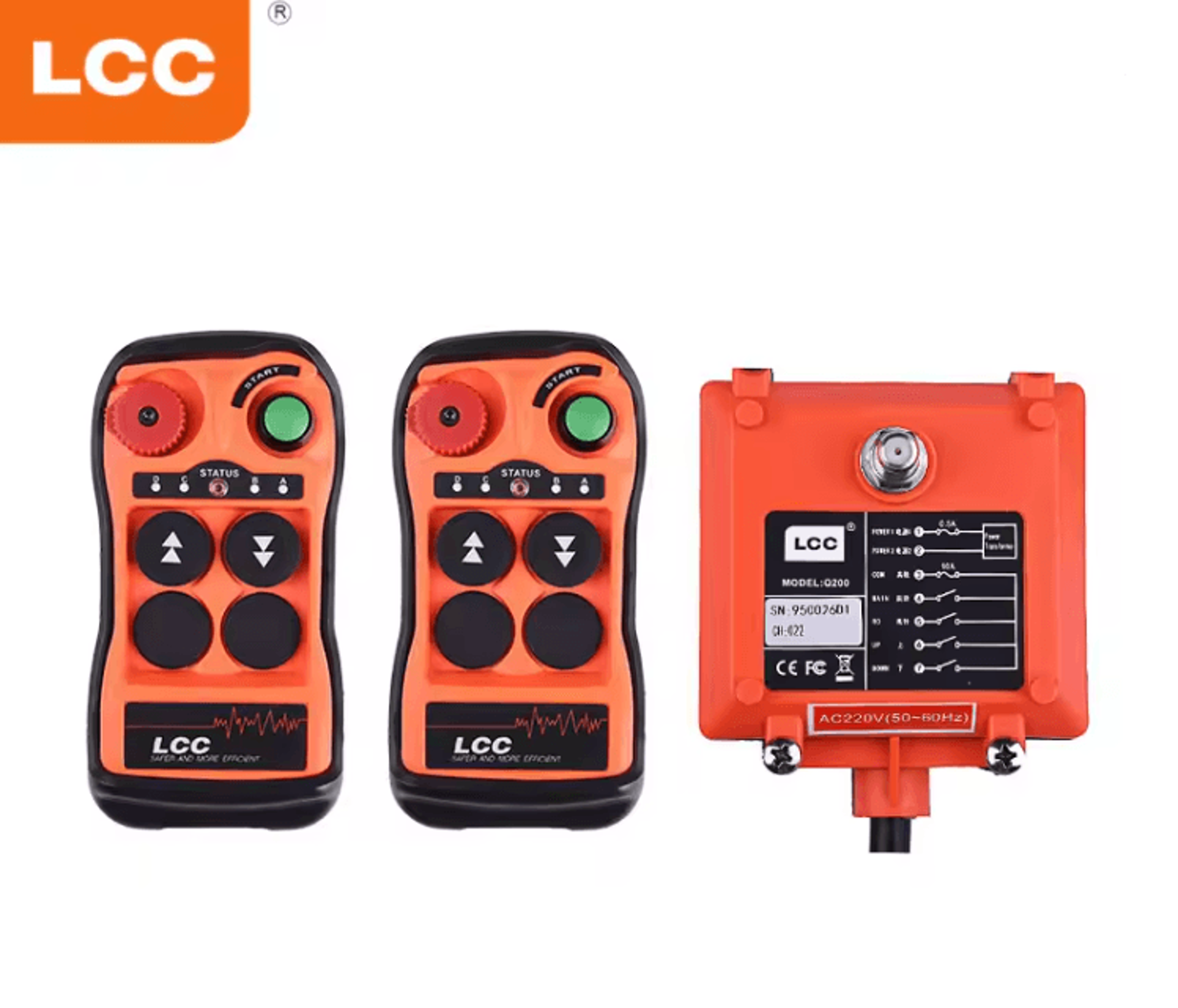 lcc q200 industrial crane remote control 2 button wireless hoist controller