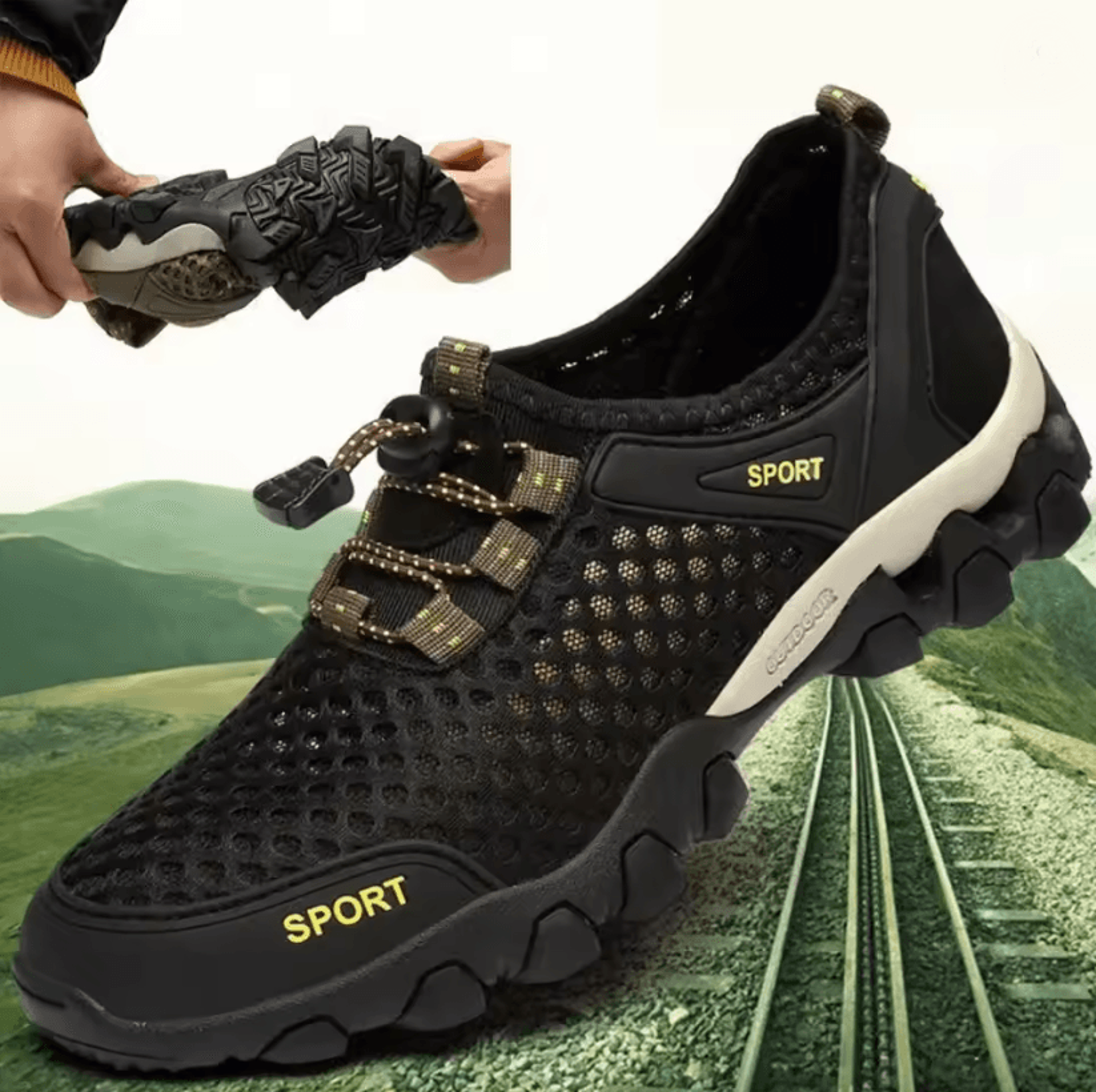 airstride mens breathable mesh hiking sneakers lightweight casual running shoes