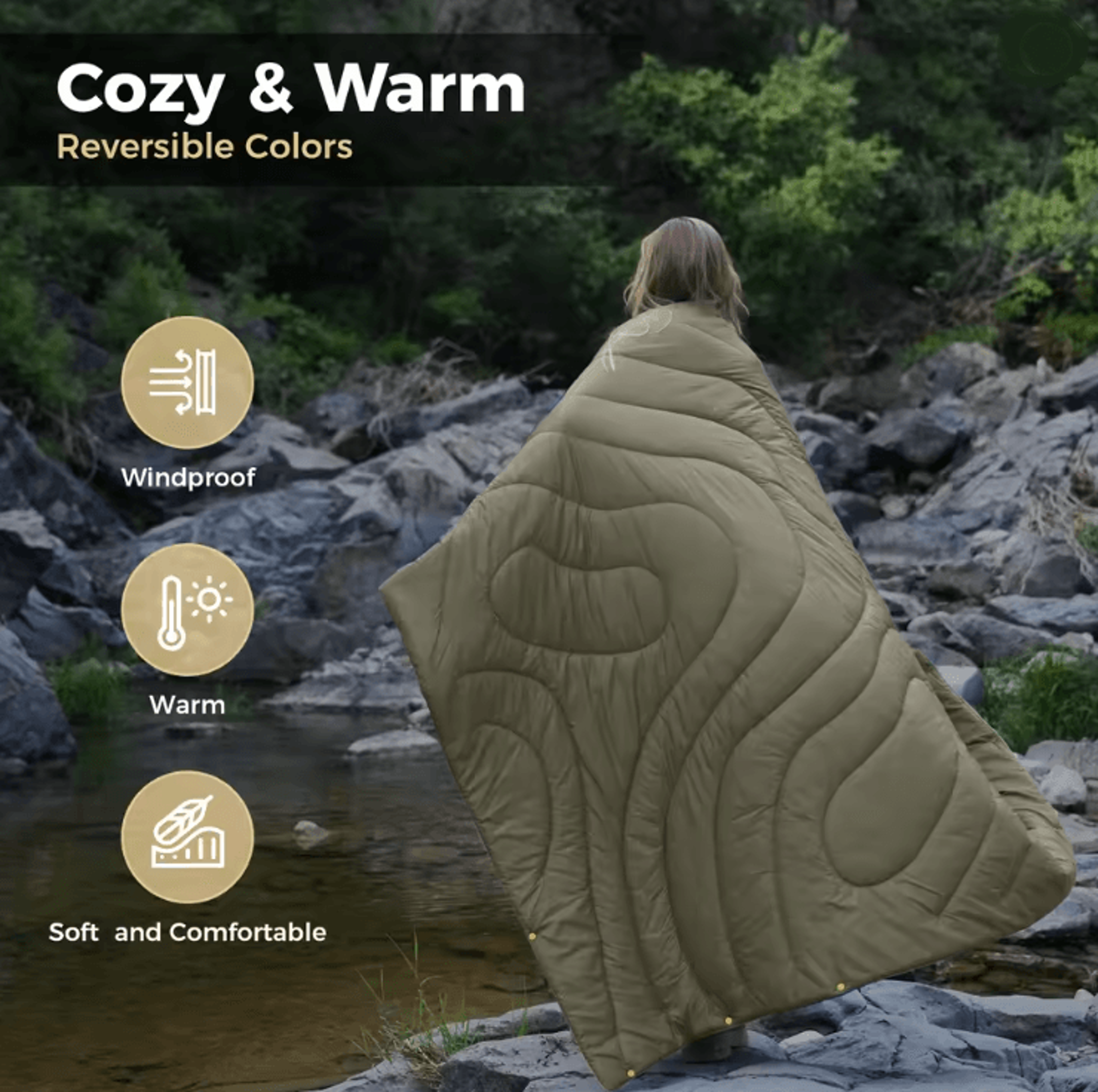 lightweight packable puffy camping blanket