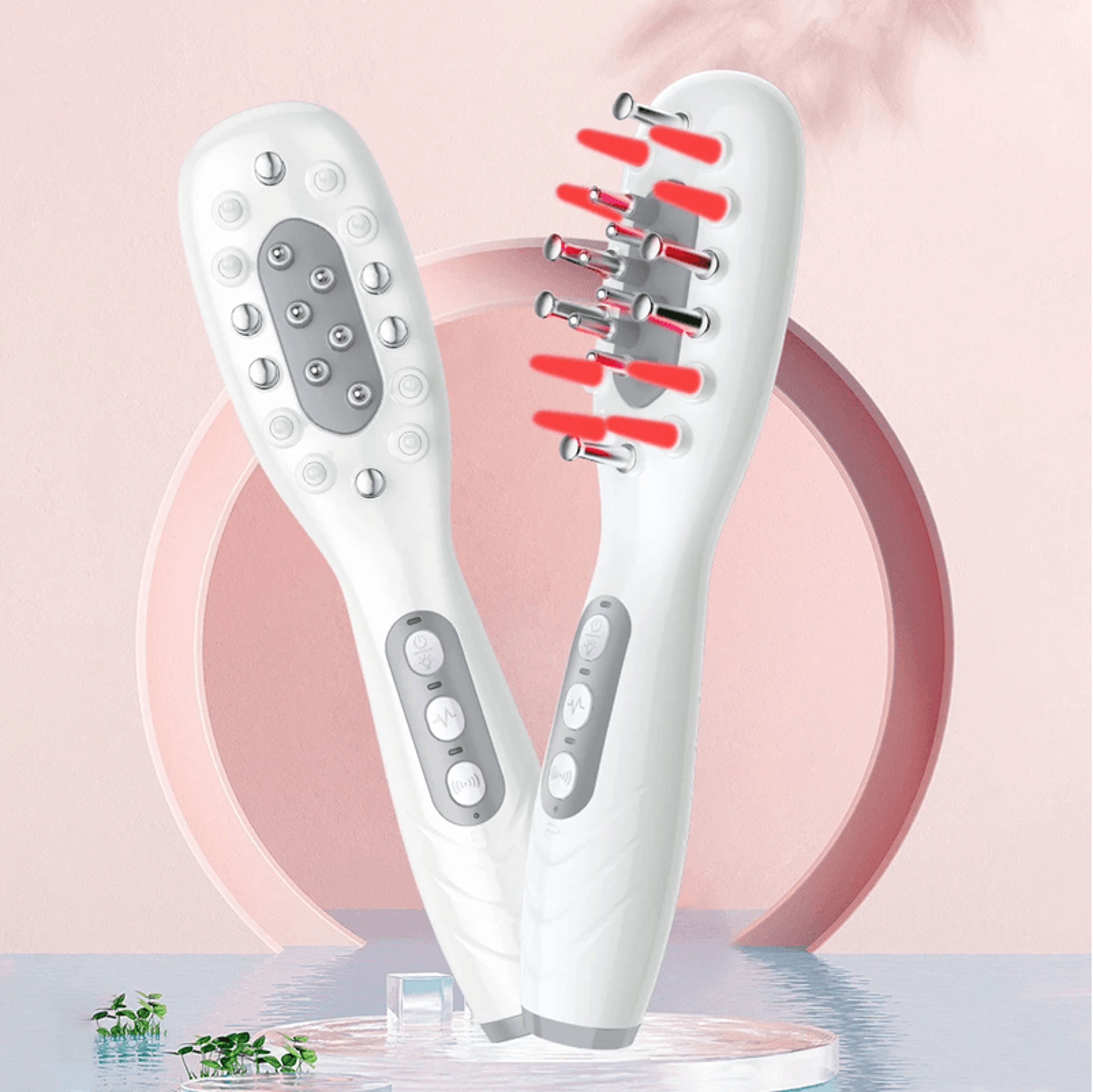 rf microcurrent led scalp massage comb for hair growth and conditioning