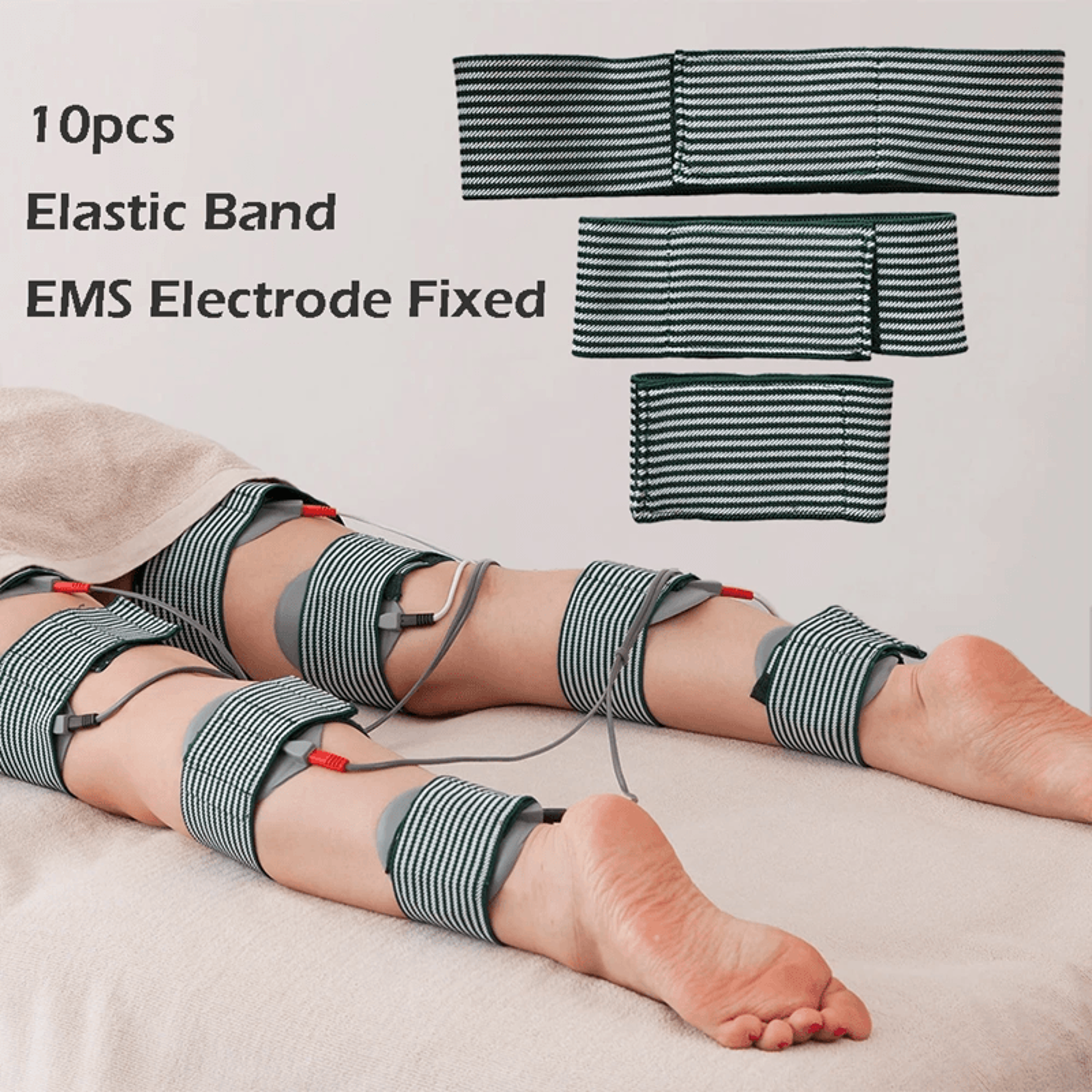 microcurrent conductive silicone electrode pads with adjustable elastic bands for ems strap use