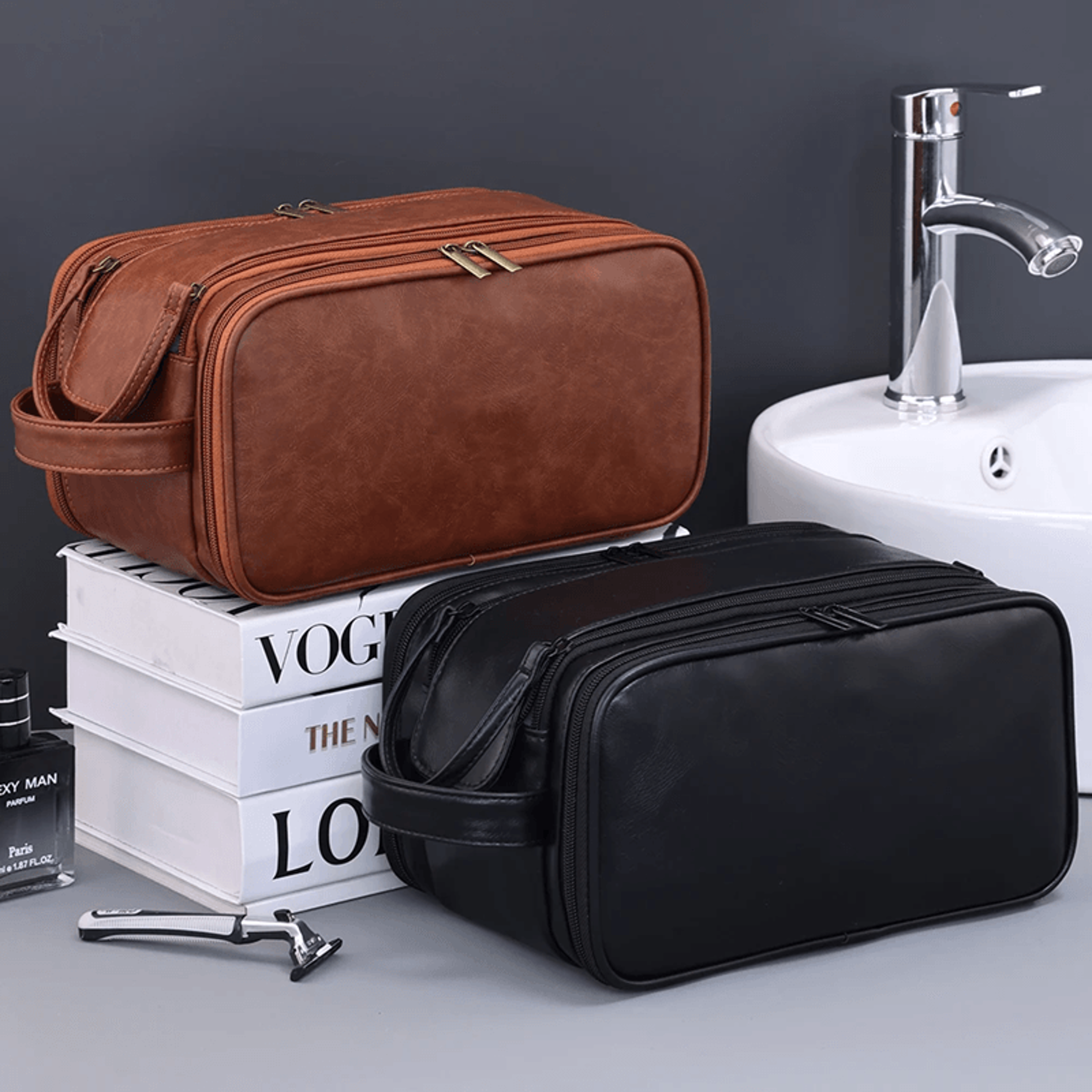 waterproof pu travel hanging toiletry bag multi pocket organizer for women and men