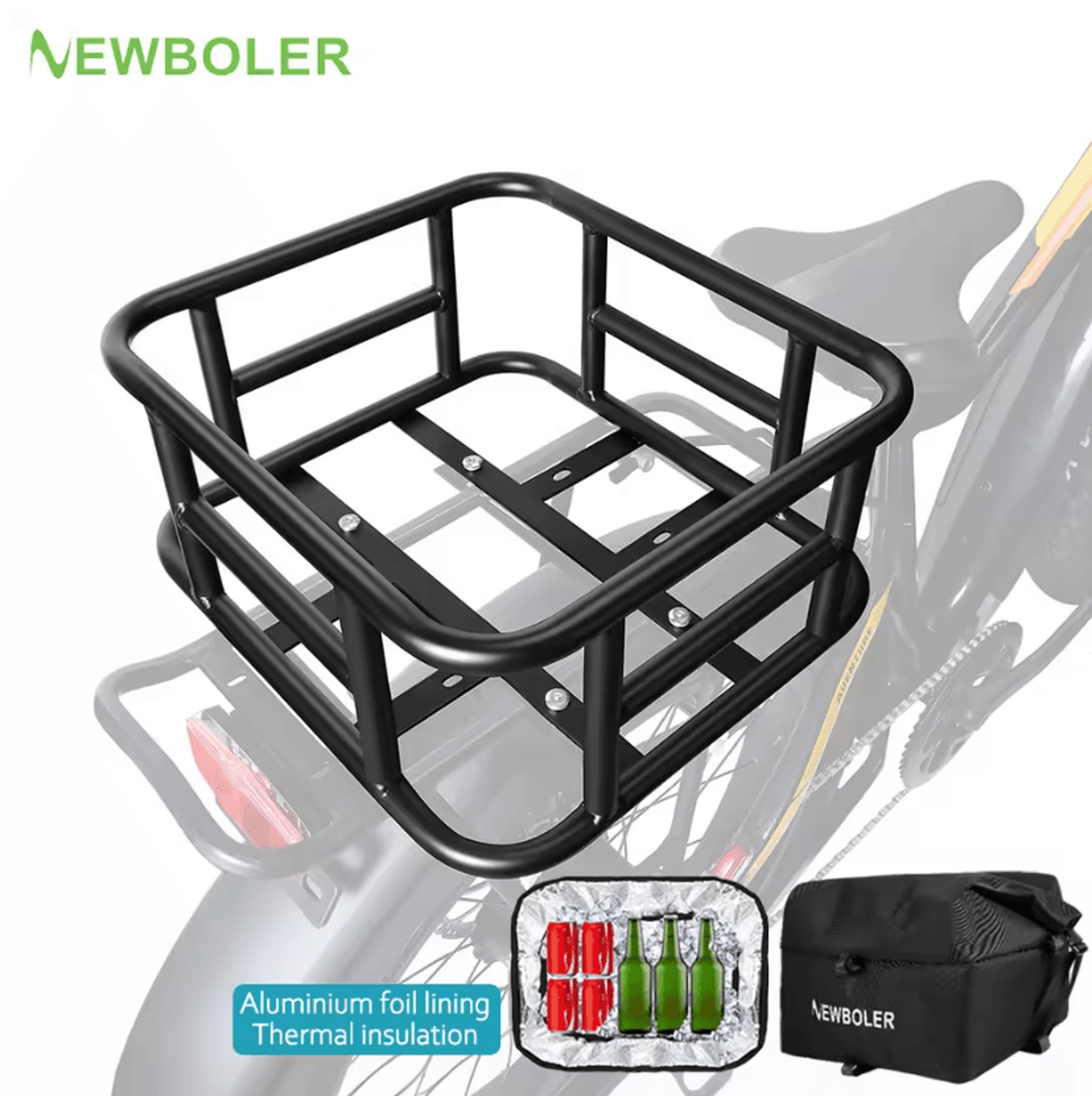 rear bike basket cargo rack bag large capacity for e bike and outdoor travel