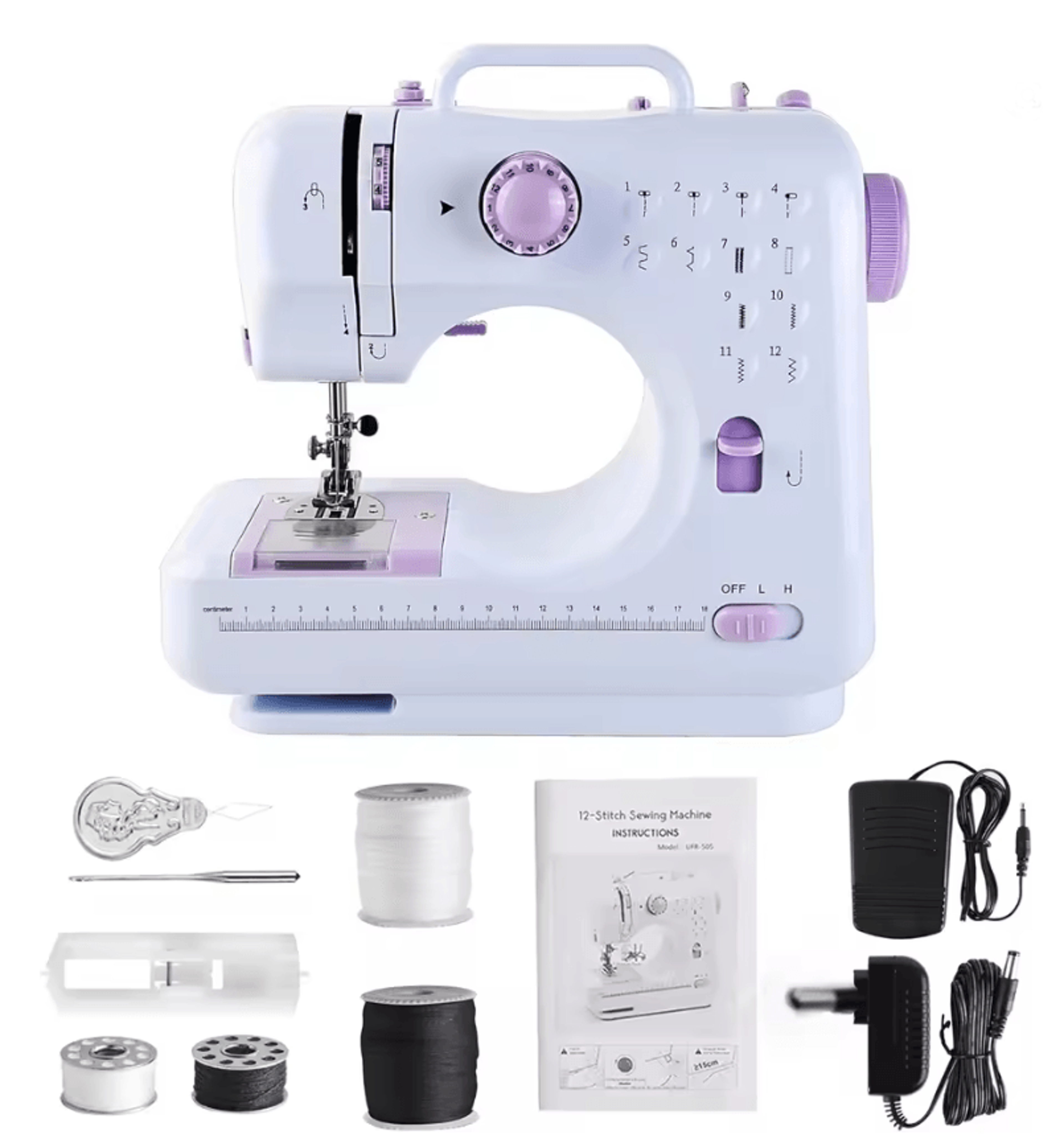 multi function household sewing machine with presser foot set and lock edge feature