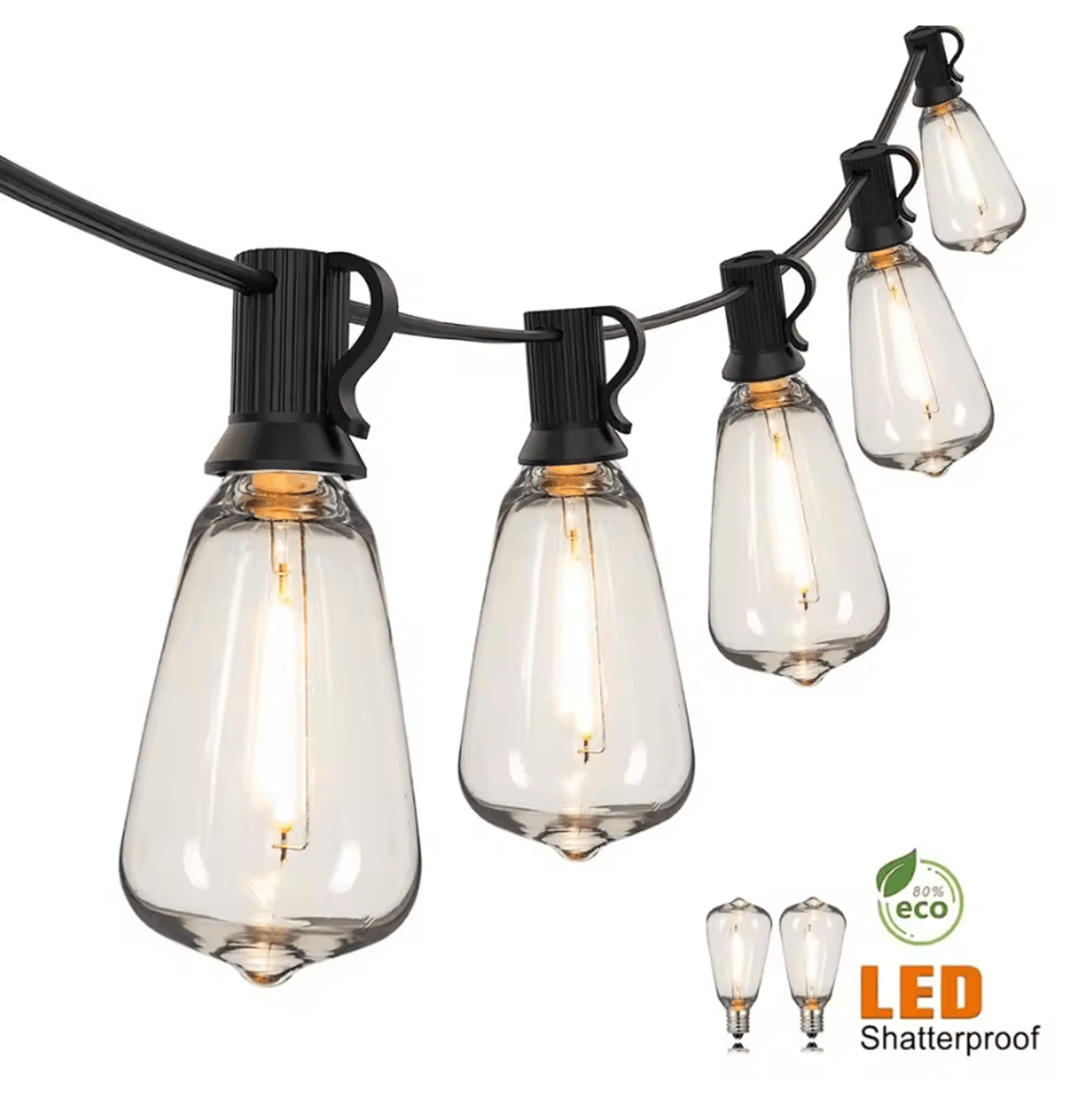 gardenglow st38 waterproof shatterproof outdoor led string lights