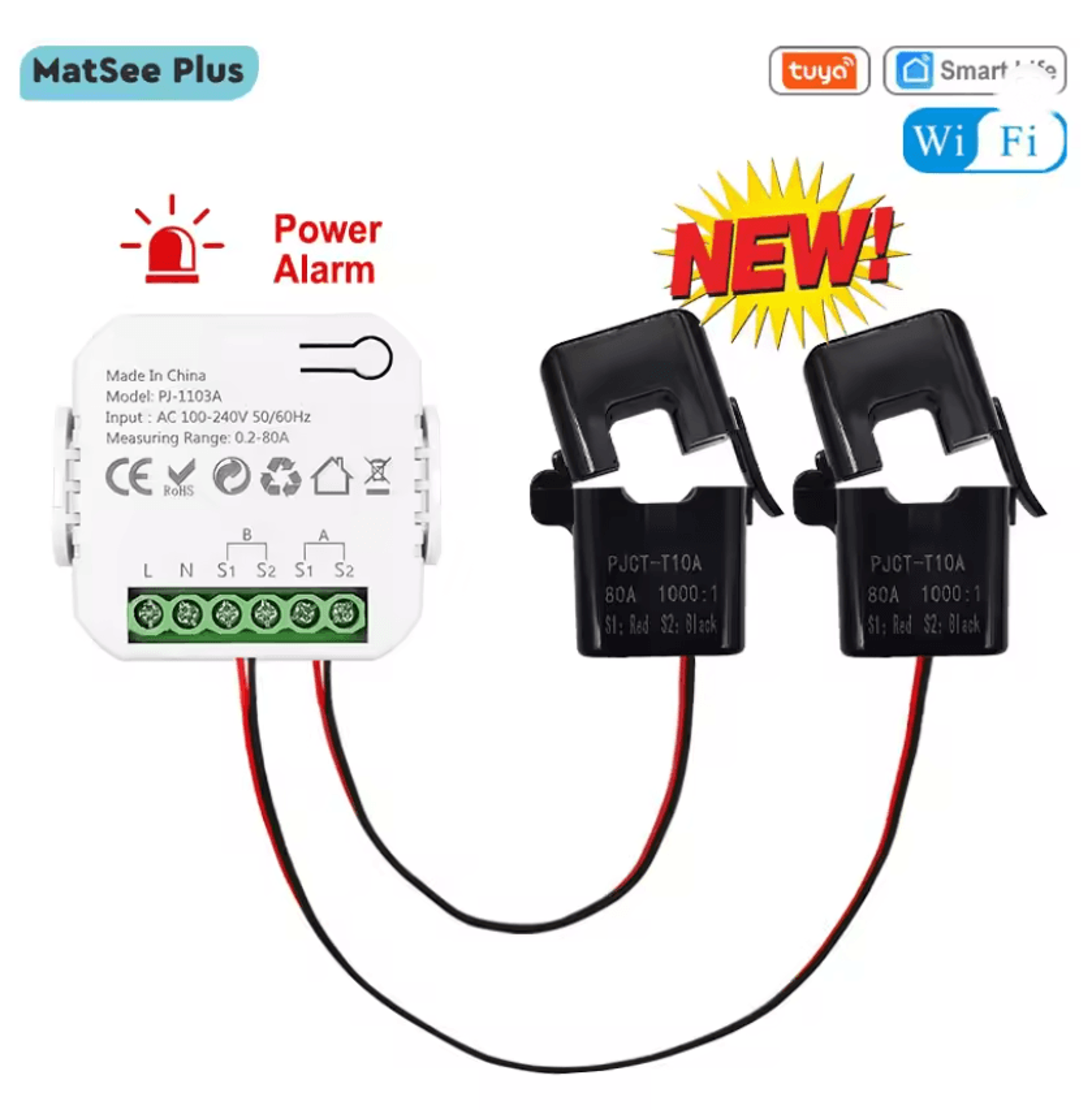 tuya smart wifi bidirectional energy meter with buzzer alarm for export import power monitoring