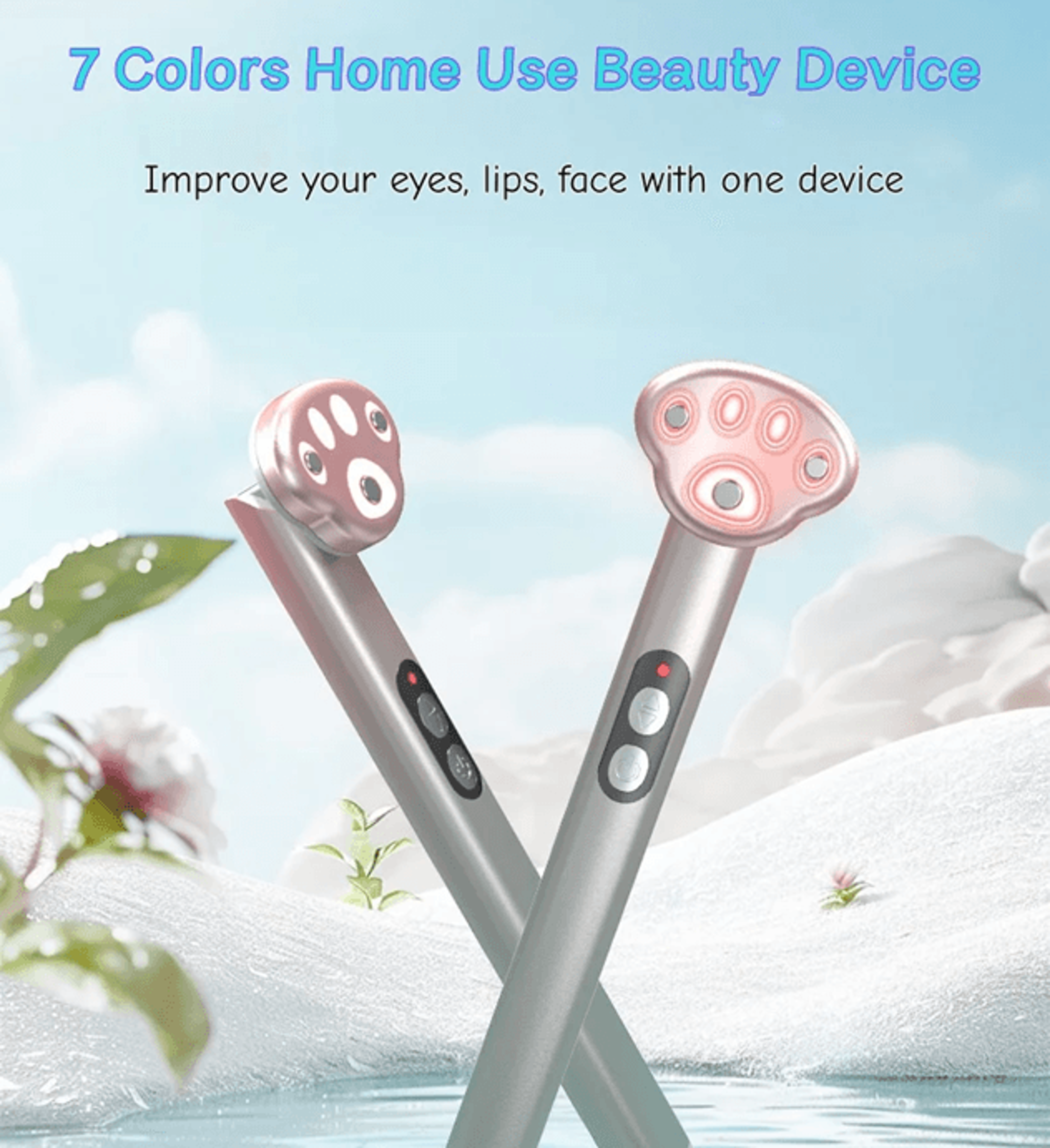 7 color led eye massager with heat and vibration for dark circles and eyelid lifting