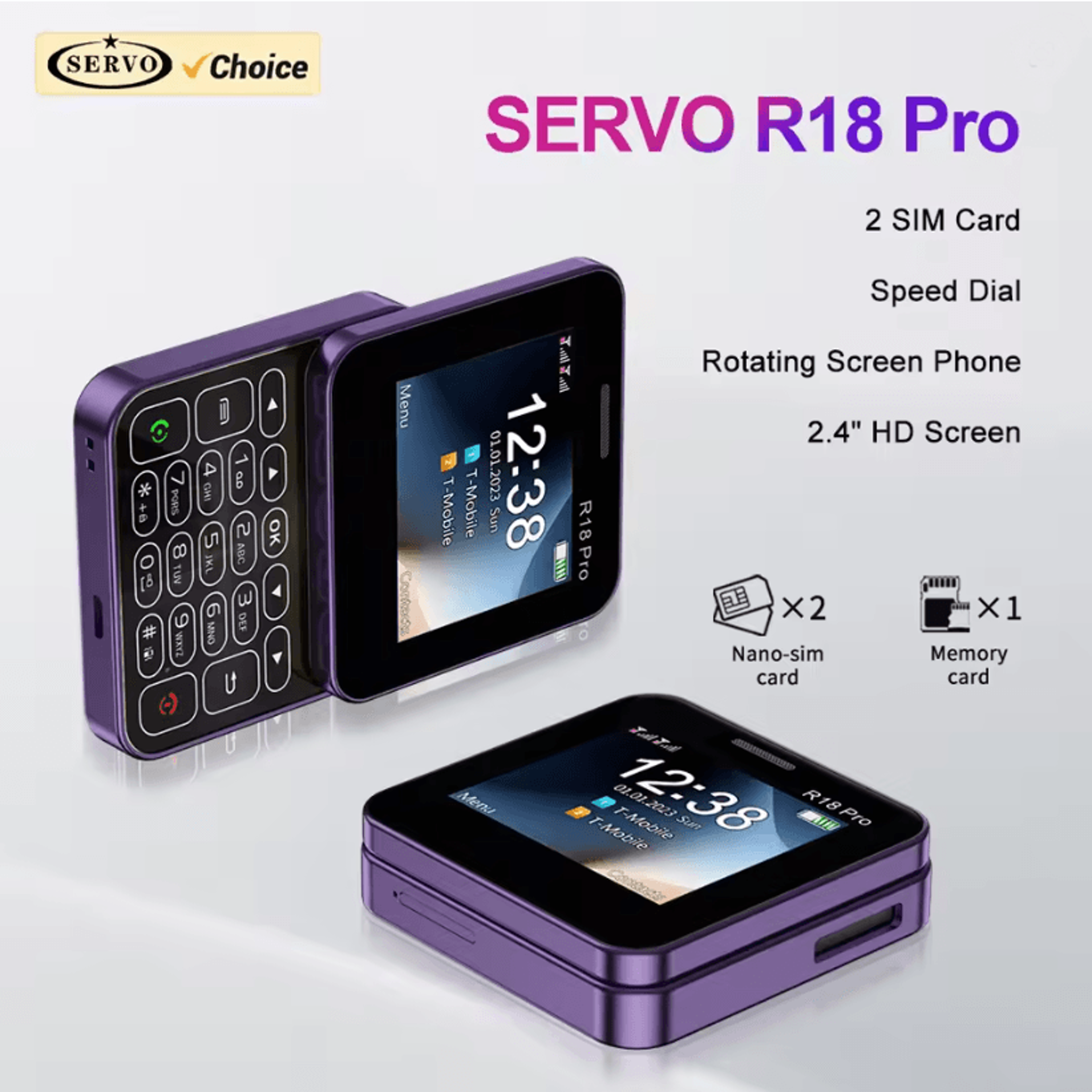 compact rotating screen phone dual sim mini slider with magic voice and flashlight