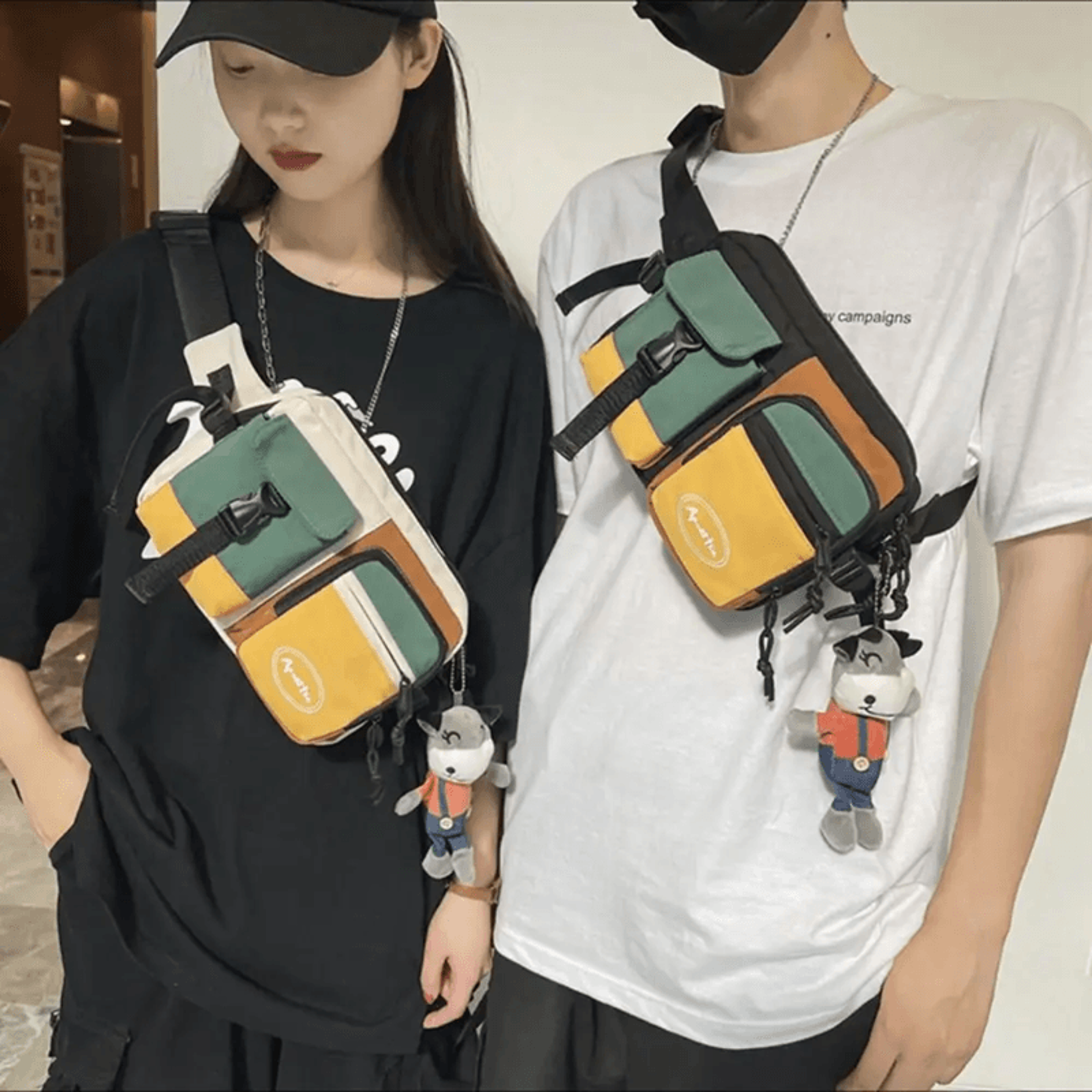 large capacity nylon chest sling bag for men