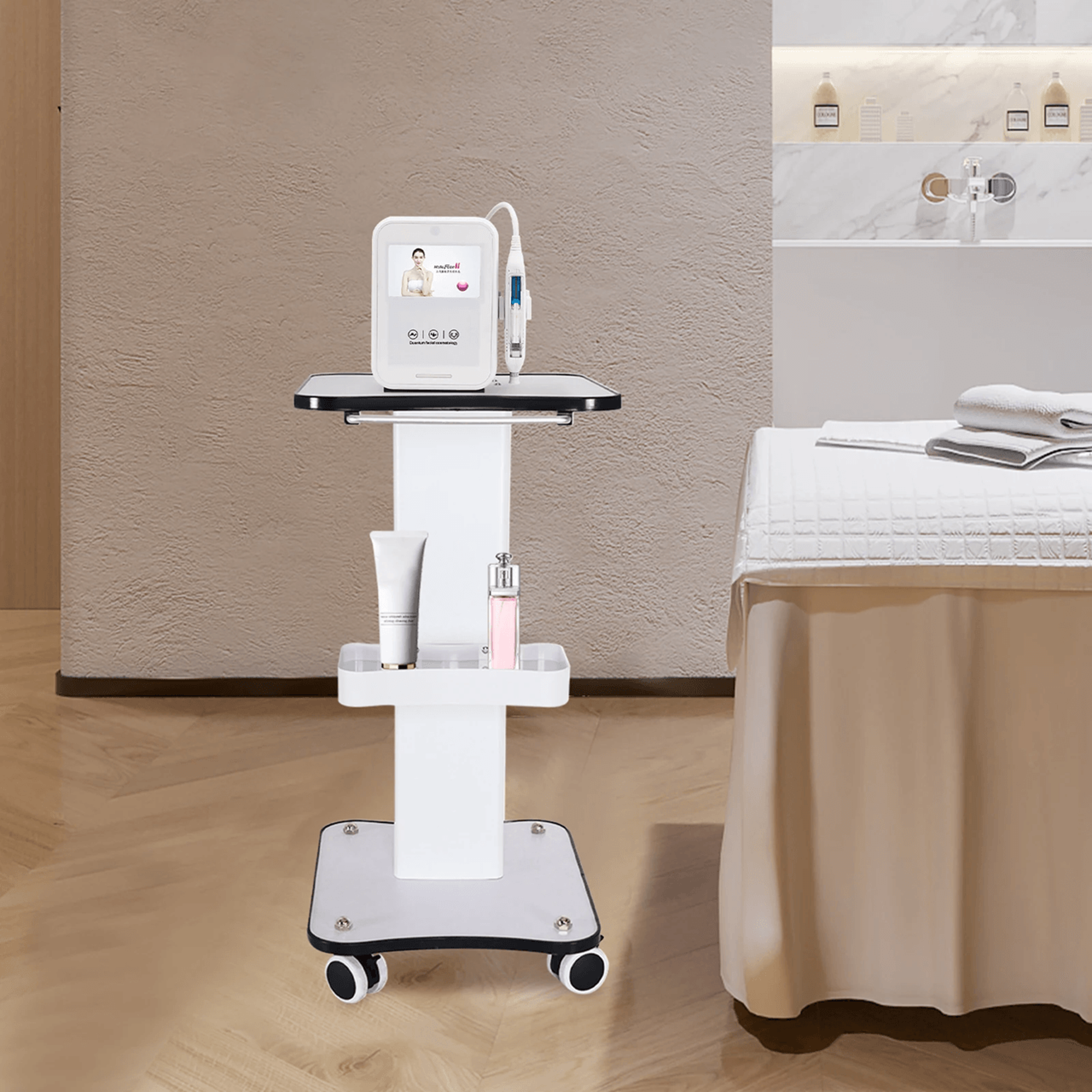 mobile 3 tier beauty cart rolling spa organizer trolley