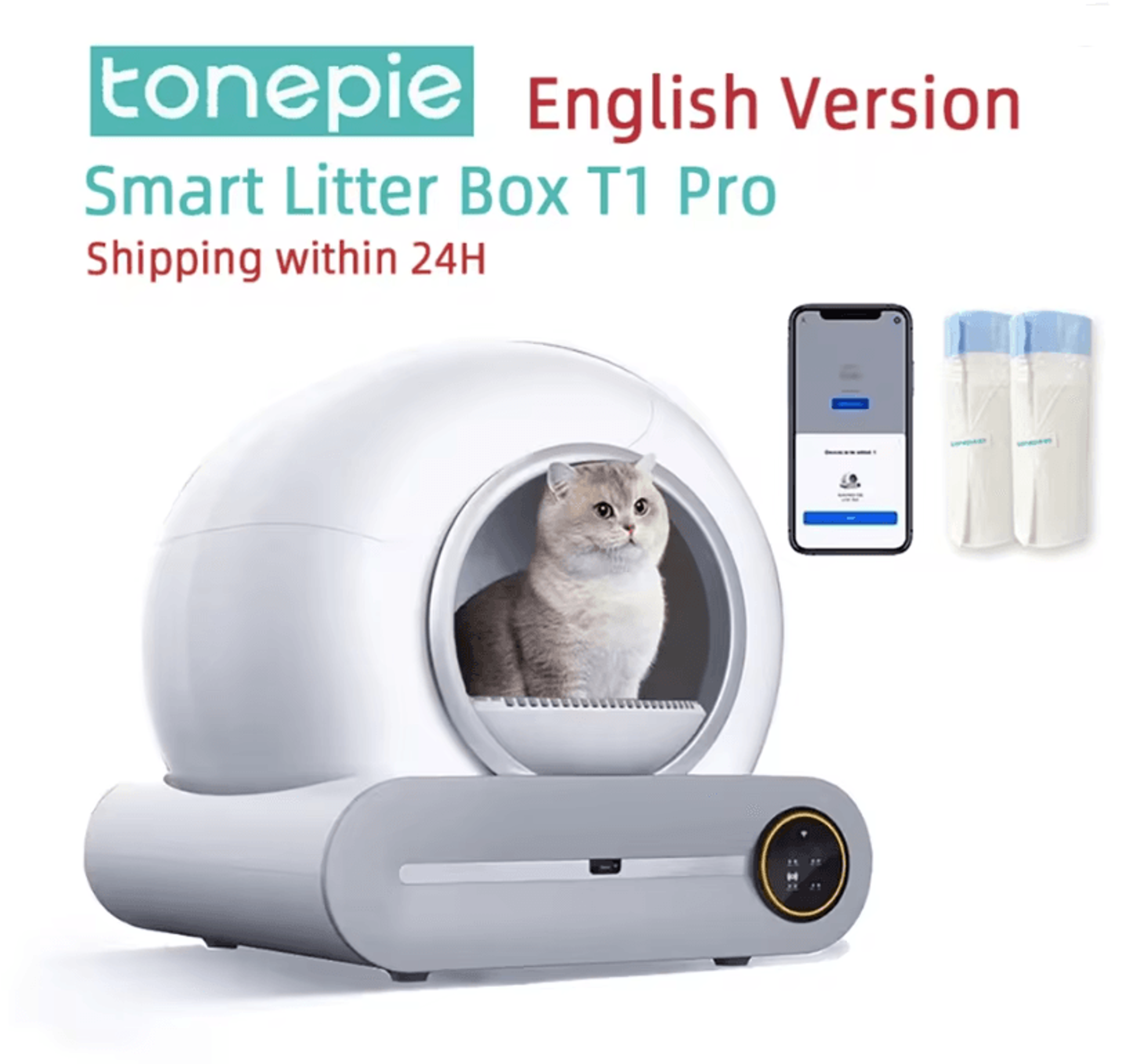 tonepie 65l smart self cleaning cat litter box