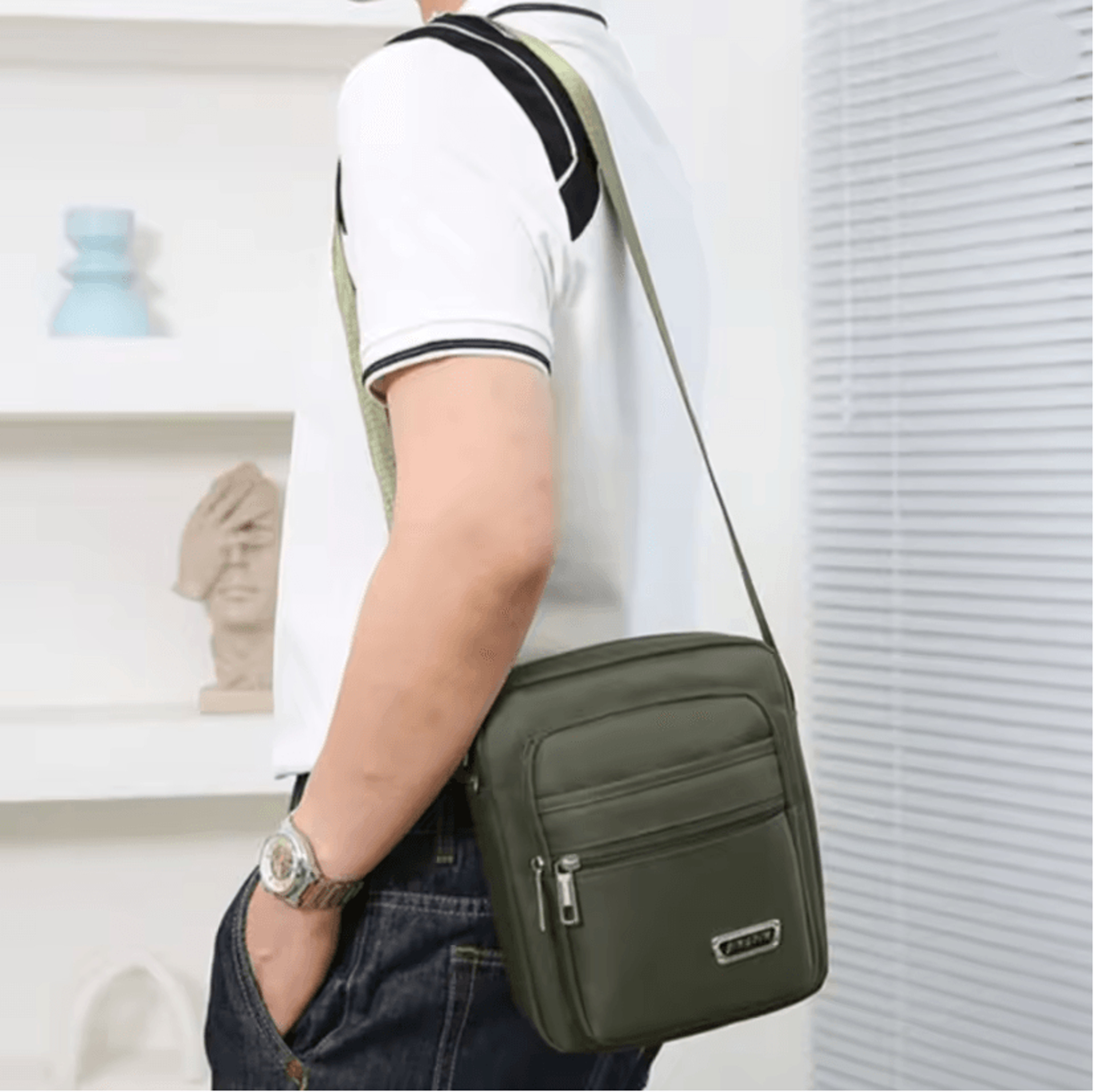 travel ready nylon crossbody satchel for men