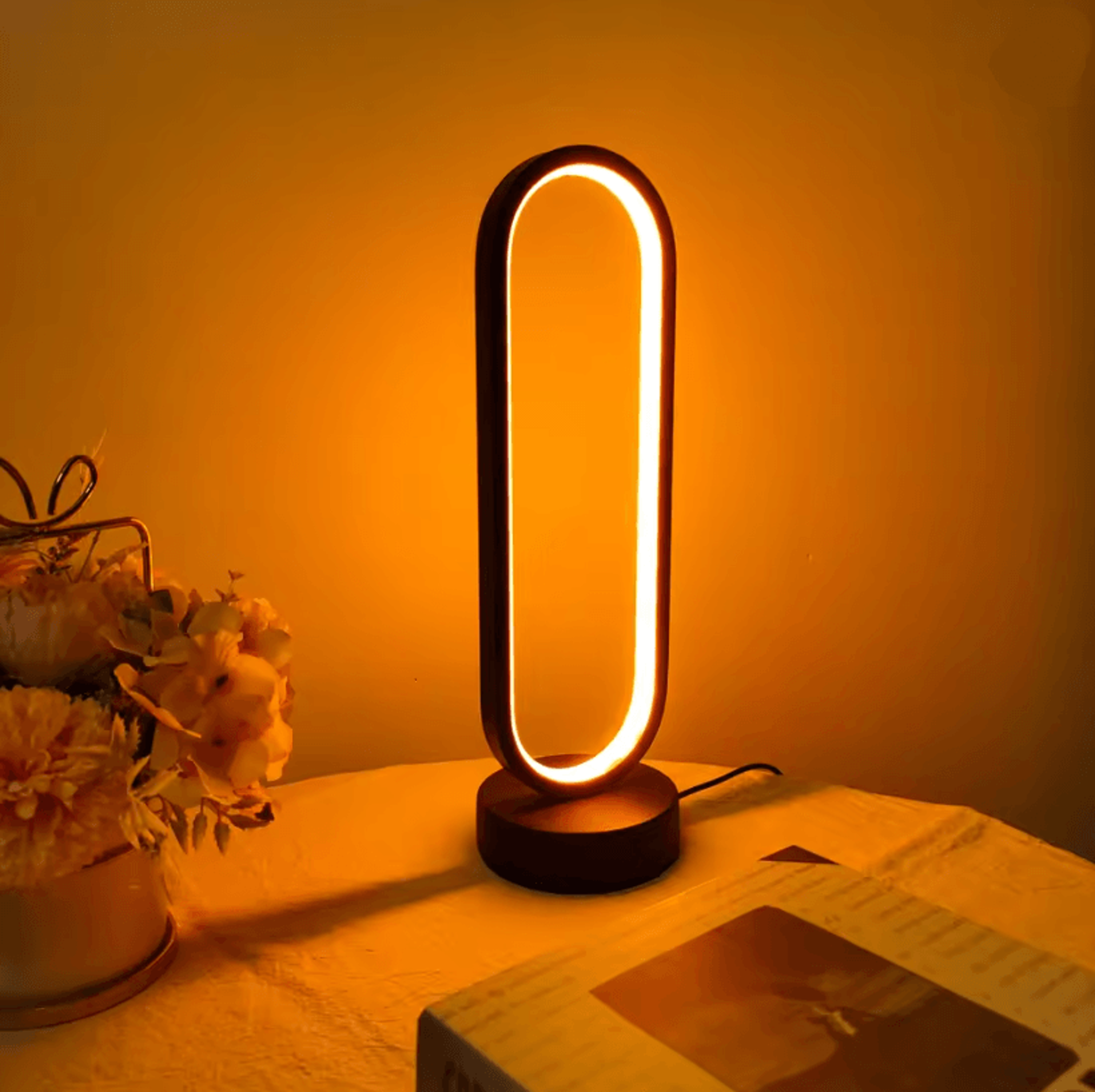 modern threecolor dimming ring table lamp