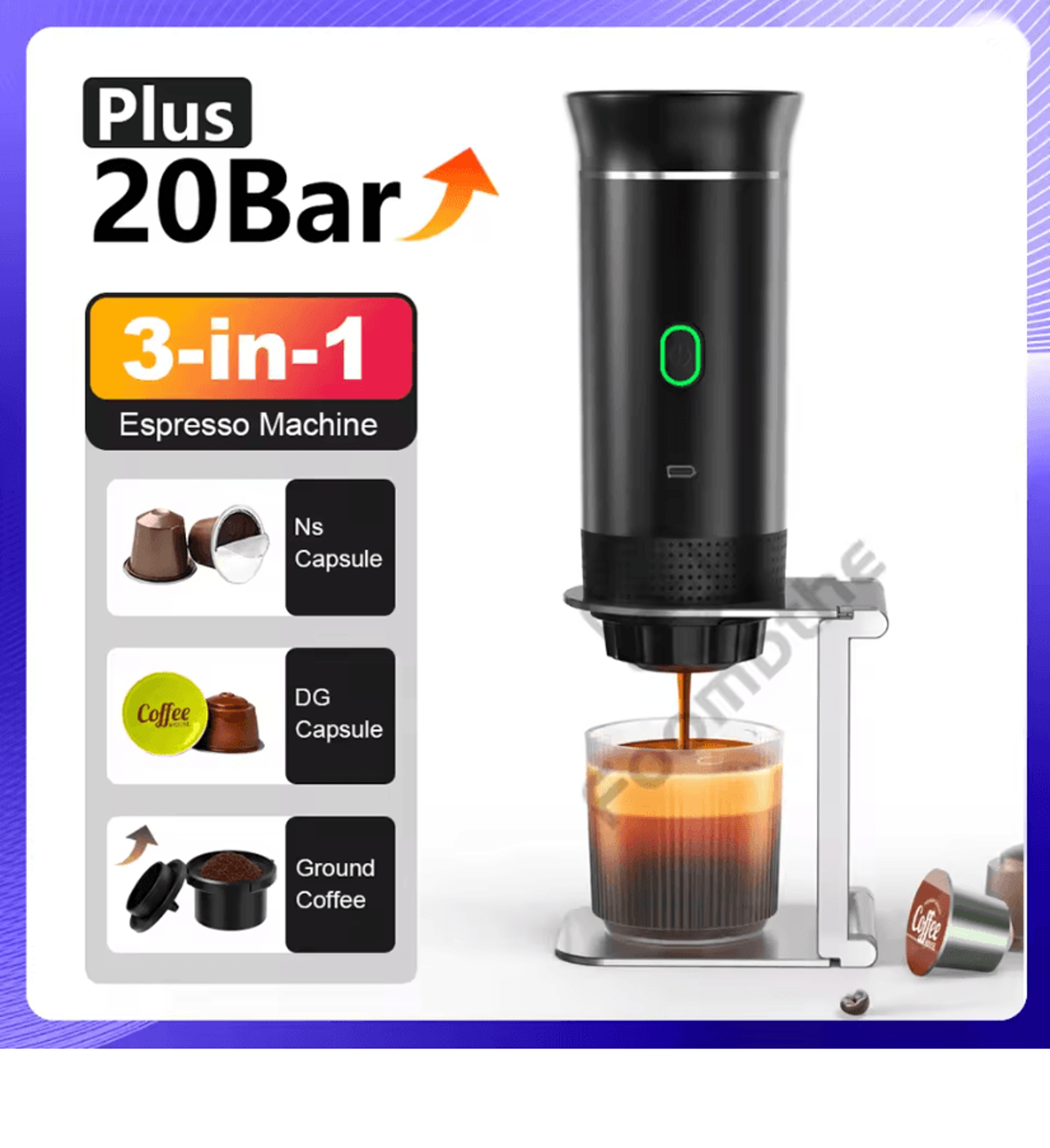 compact 3 in 1 portable espresso maker for travel and home