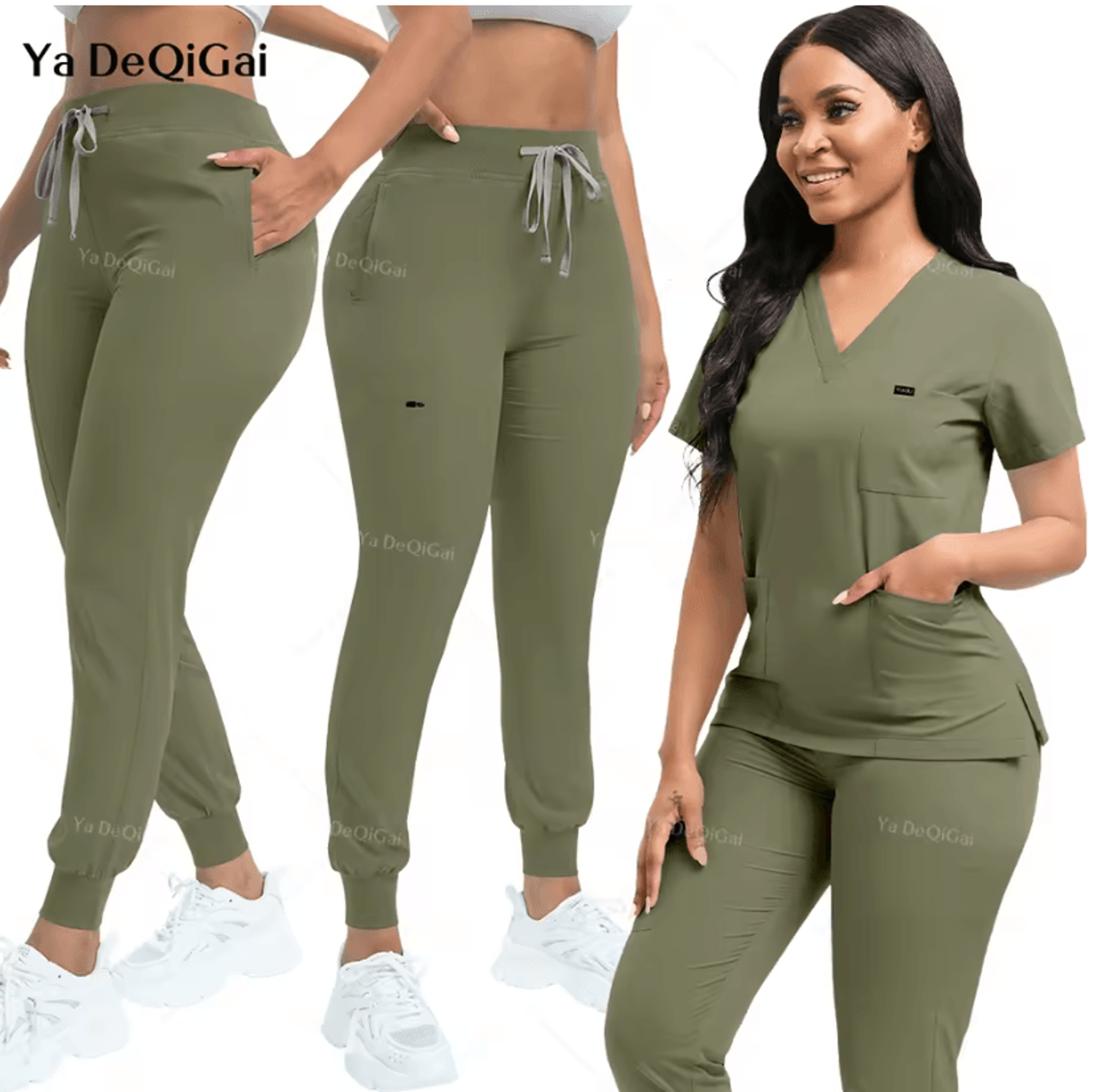 flexcare womens stretch jogger scrub set