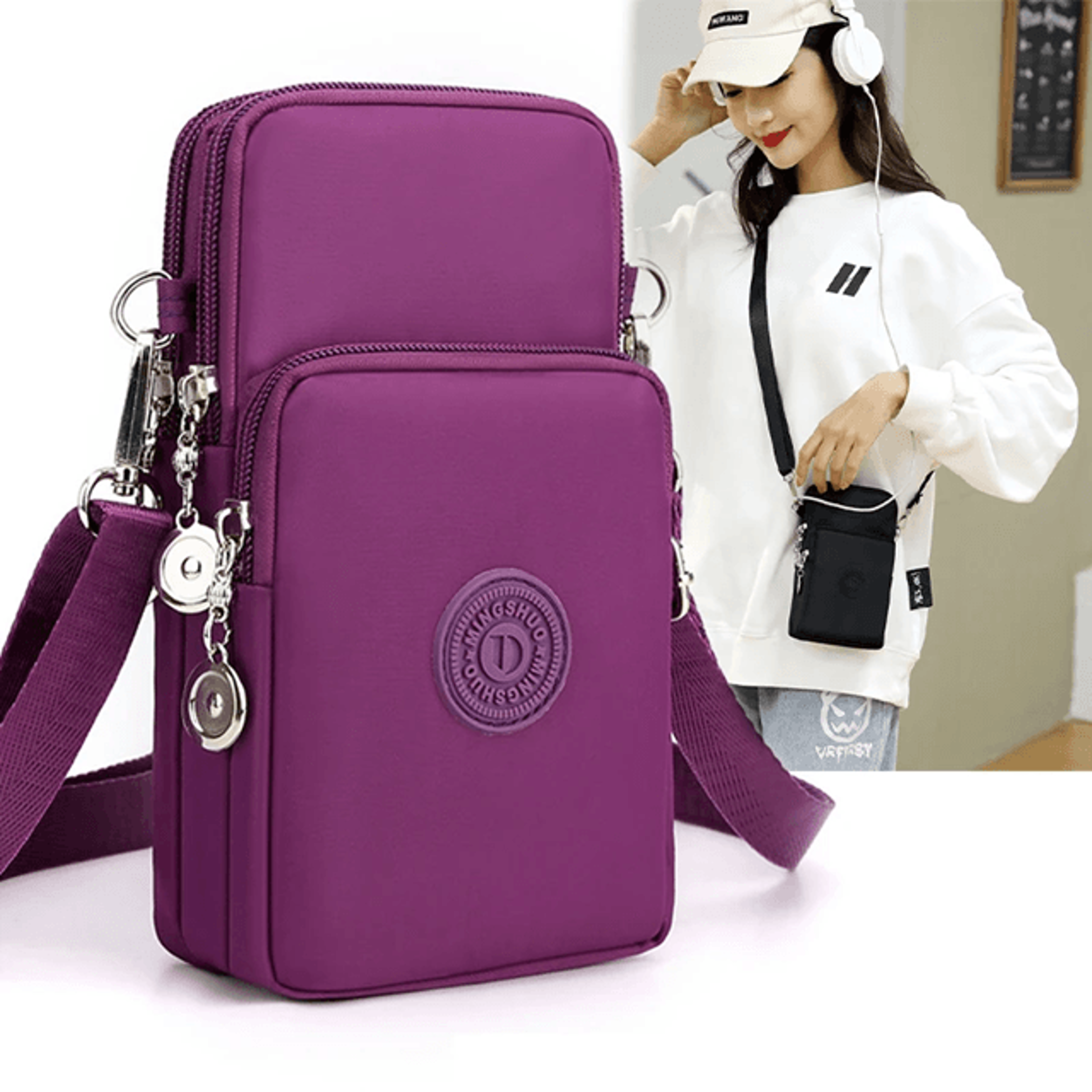nimbus women nylon crossbody phone bag travel purse